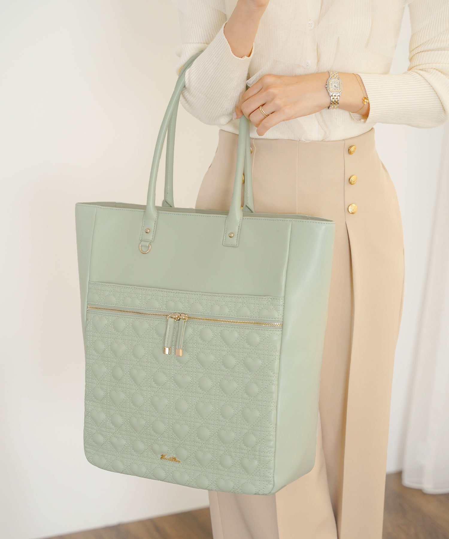 オリジナル ハートキルティング キャリーオン ビッグ トートバッグ le