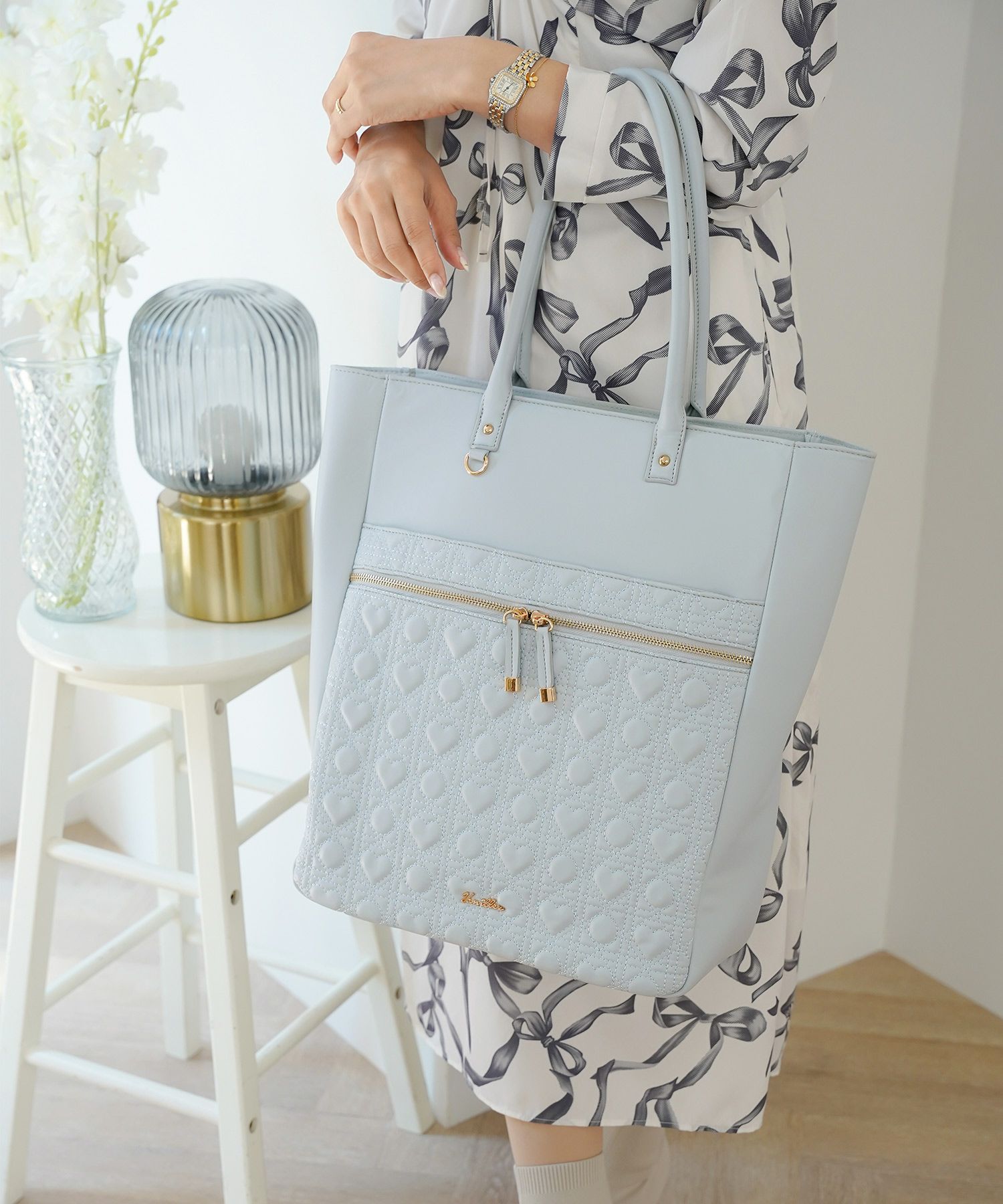 オリジナル ハートキルティング キャリーオン ビッグ トートバッグ le