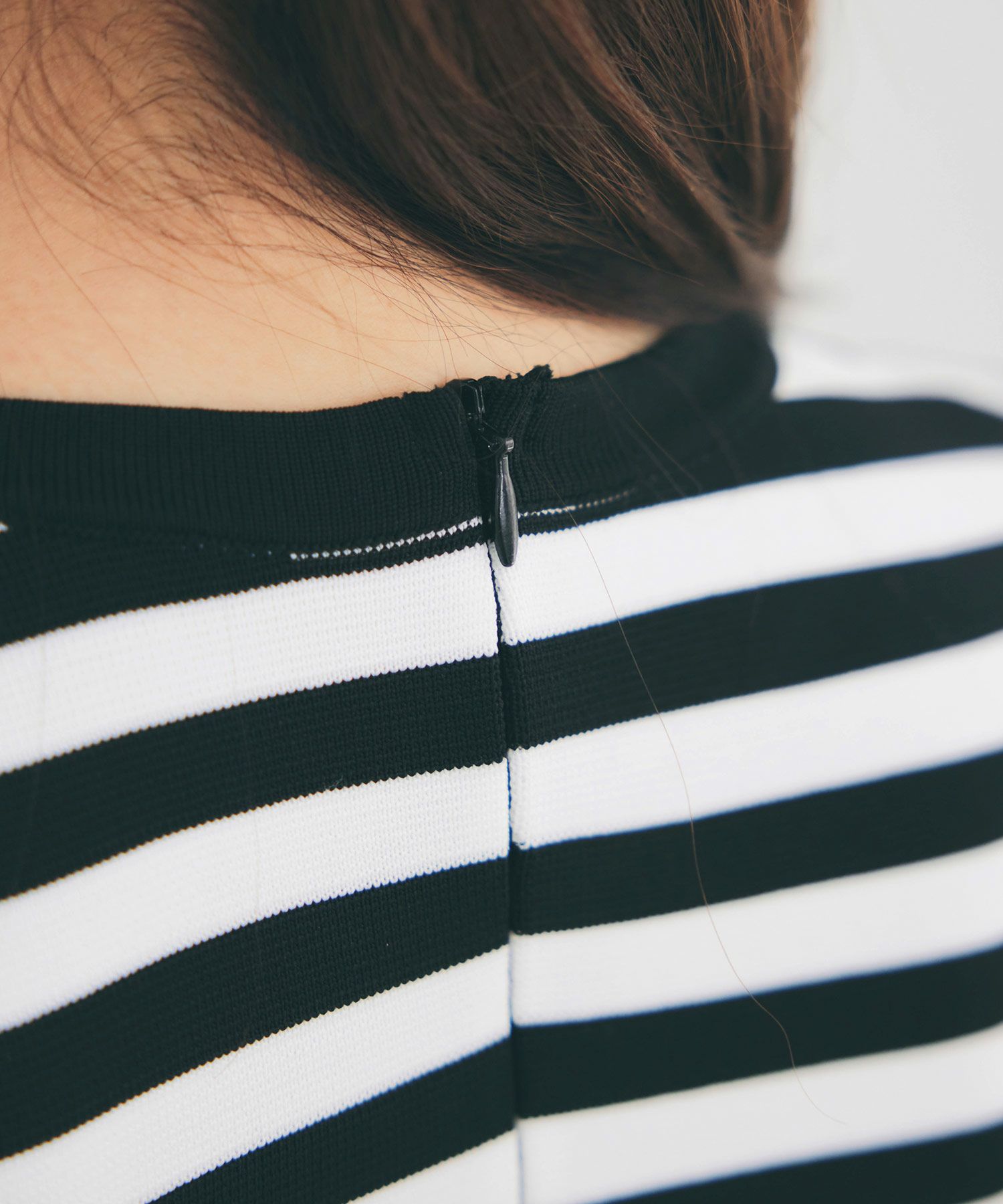 手洗い可上品きれいめボーダー柄大人可愛いオフィスカジュアルフェニミンオフィス白黒ジョイントスペース