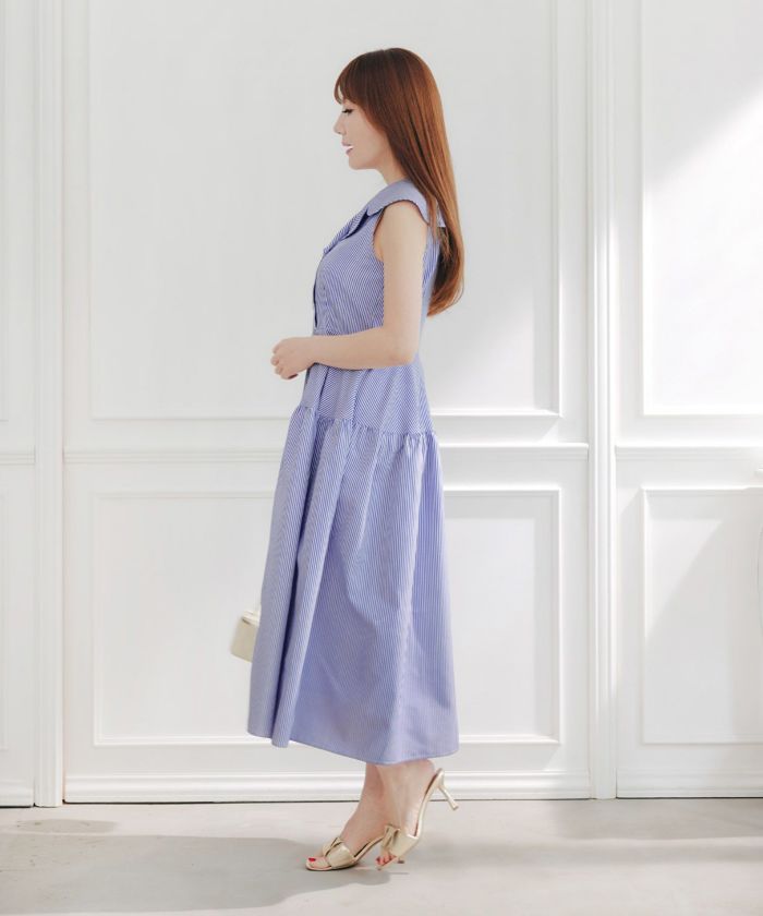 EarlyAutumn-SALE BIGカラー ノースリーブ ストライプ