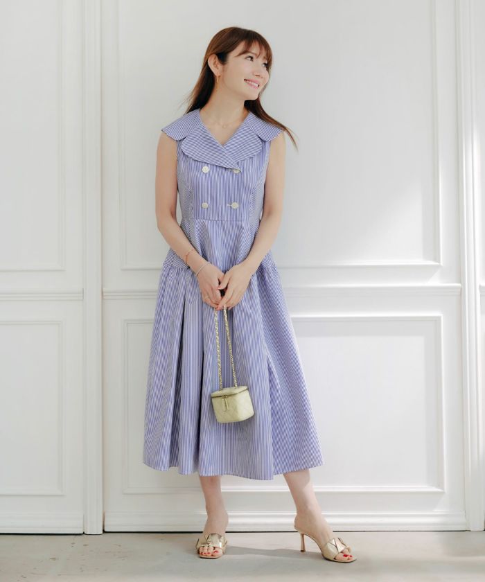 EarlyAutumn-SALE BIGカラー ノースリーブ ストライプ