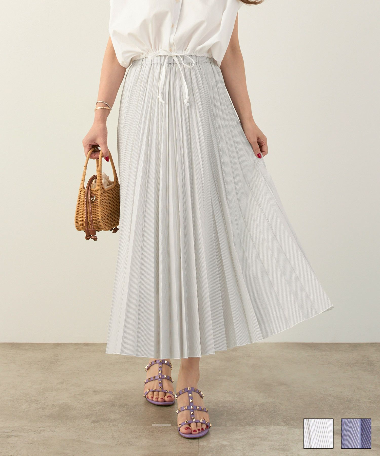 ストライププリーツスカートLiala×PG
