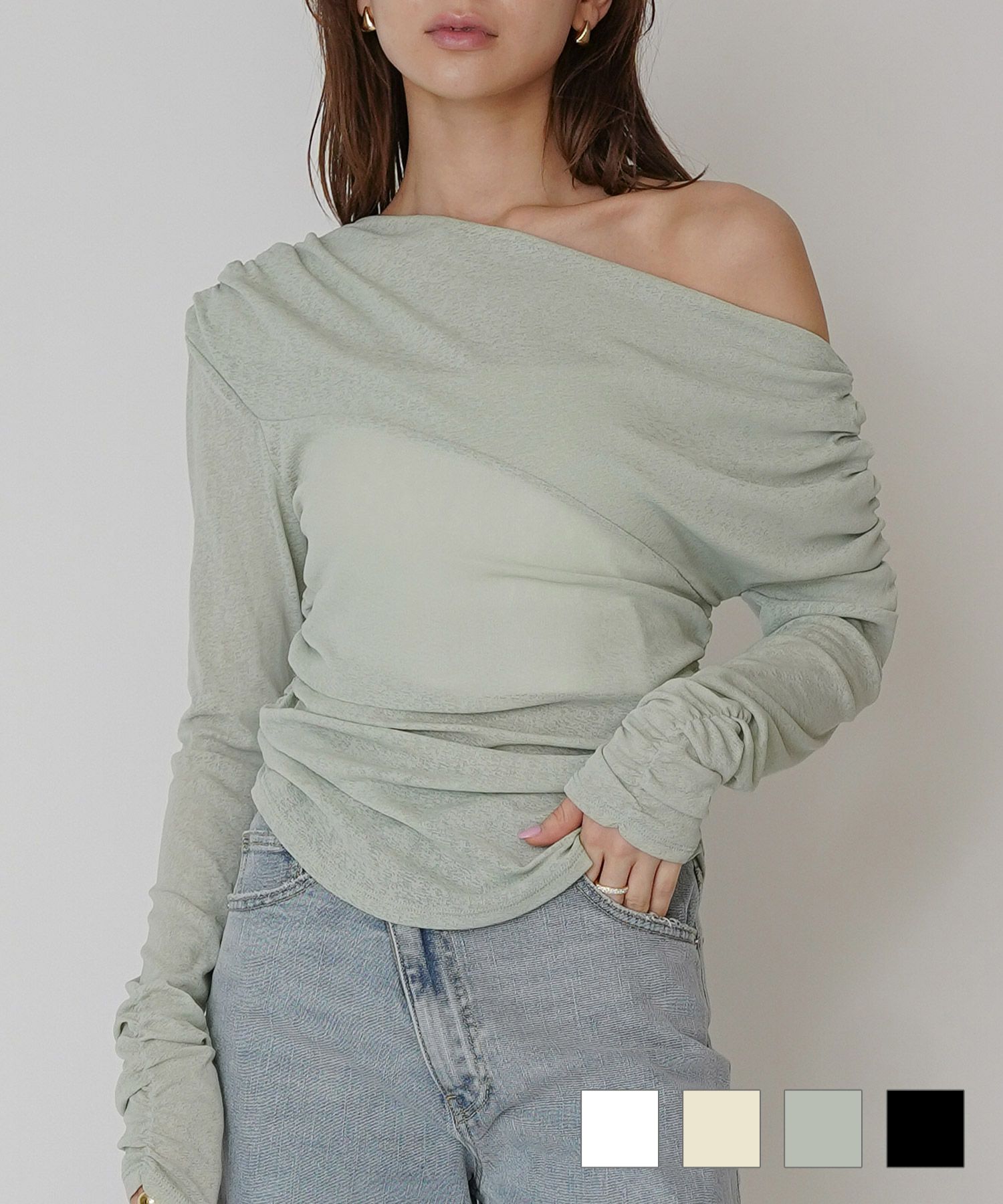 アシンメトリー ドレープ プルオーバー KINO THE KEI 全4色｜ktk521-0086【1】