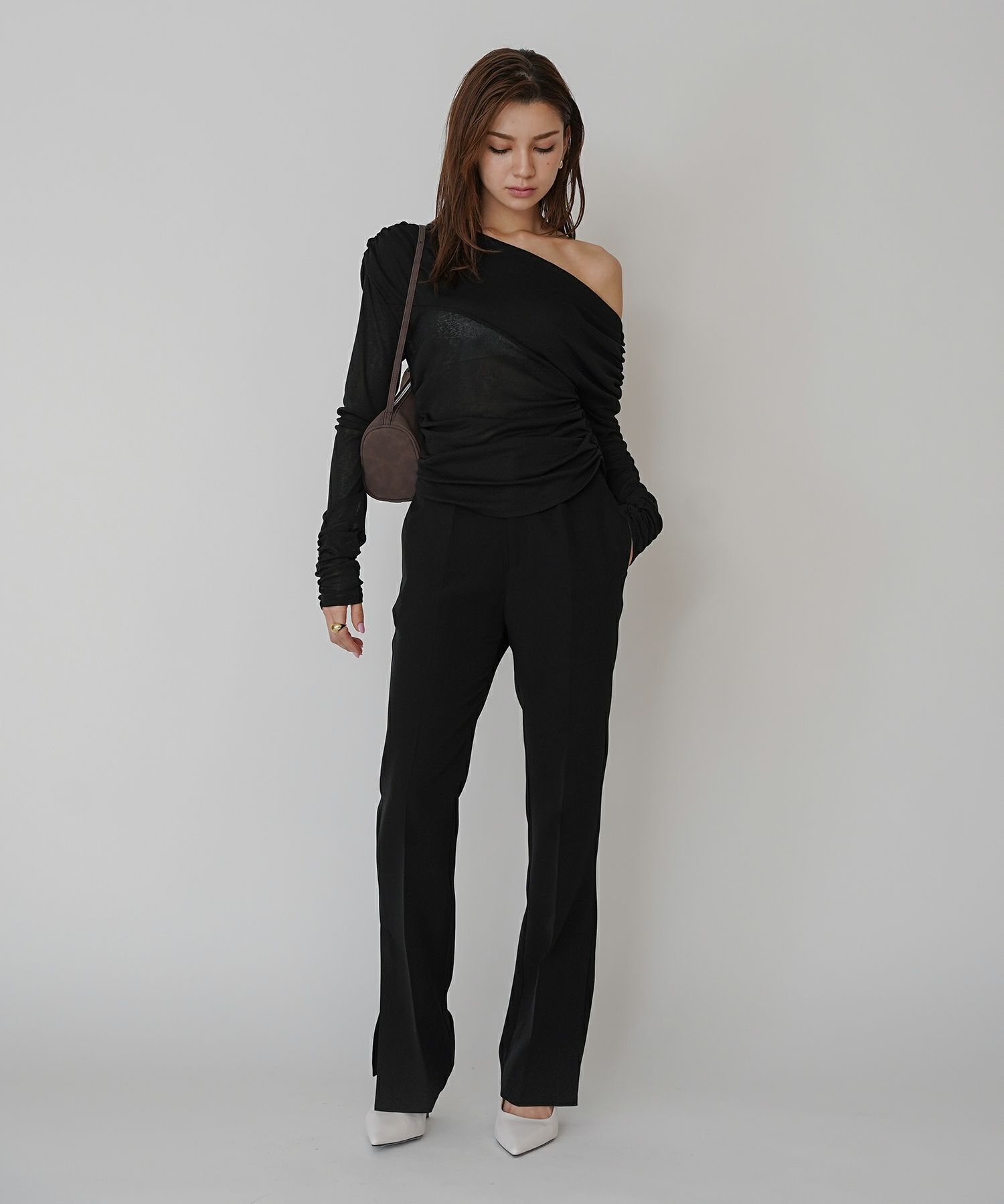 アシンメトリー ドレープ プルオーバー KINO THE KEI 全4色｜ktk521-0086【1】