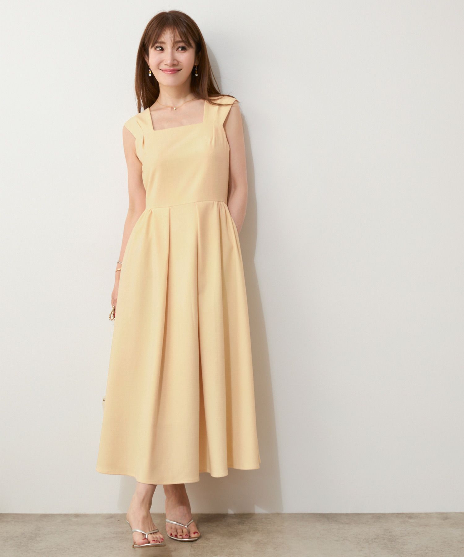 手洗い可ノースリーブフレアオケージョンセレモニーおしゃれフェミニン上品大人可愛いきれいめ夏ジョイントスペース