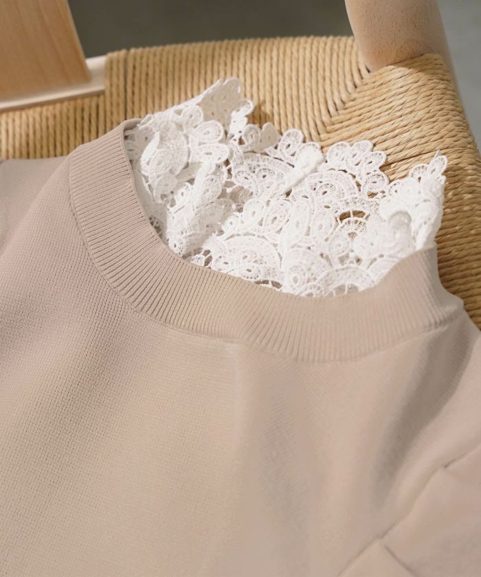 手洗い可ラウンドネック裾リブおしゃれフェミニンオフィス上品大人可愛いきれいめ大人カジュアルジョイントスペース