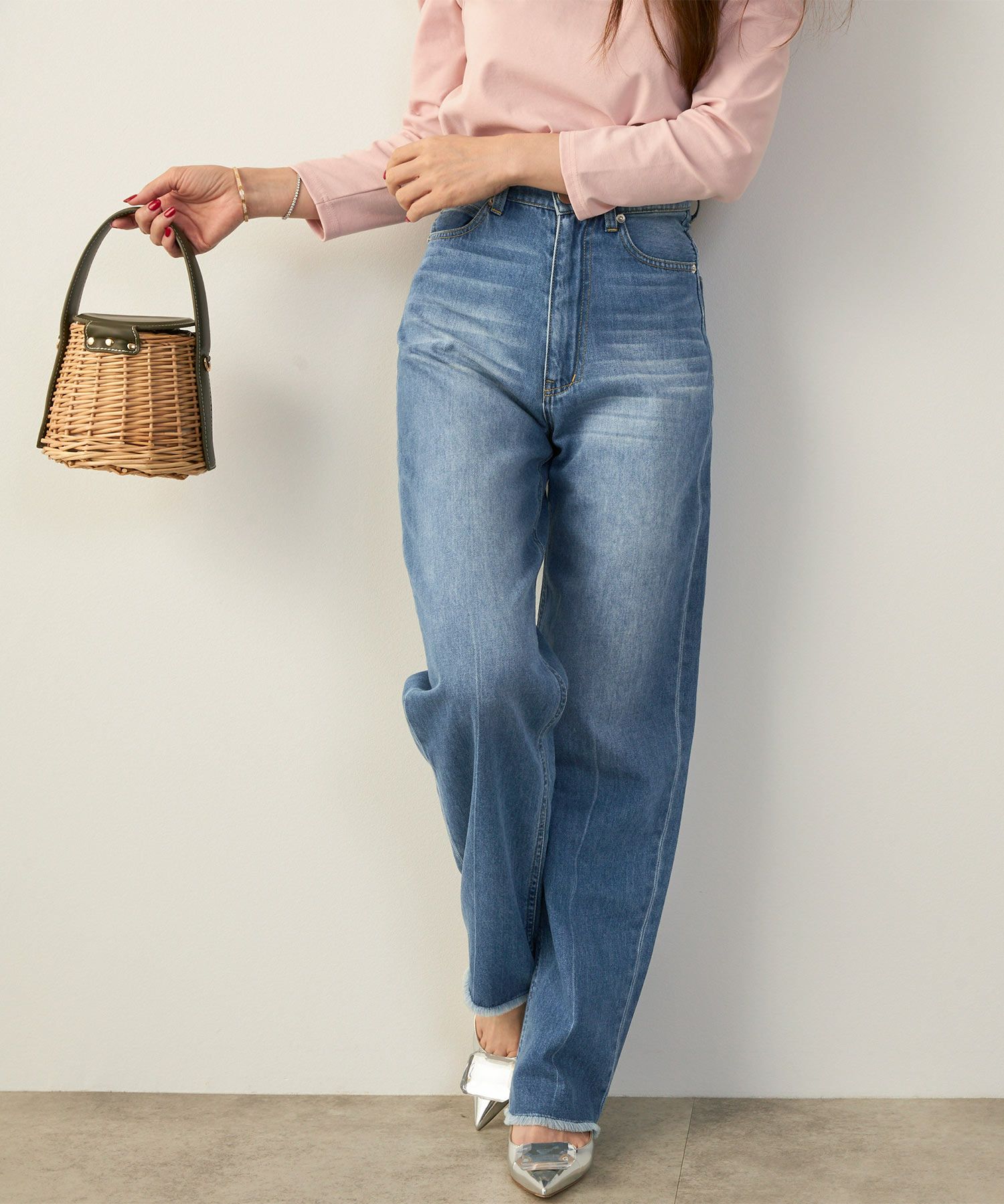 手洗い可かわいい上品きれいめ大人カジュアルセンタープレスフリンジオールシーズンロングシンプル美脚ジョイントスペース