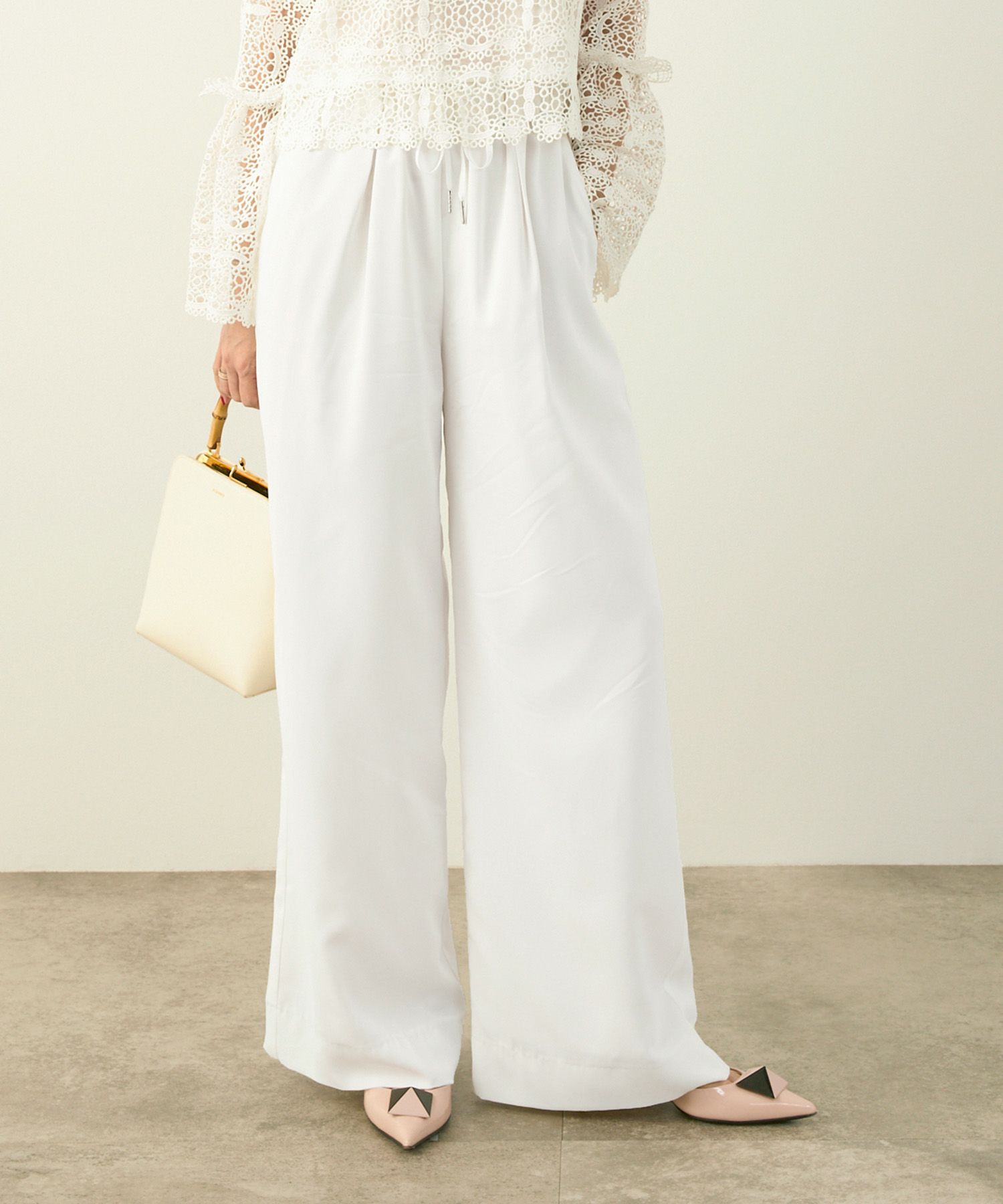 手洗い可かわいい上品きれいめ大人カジュアルオフィスフォーマルロング美脚ドロストジョイントスペース