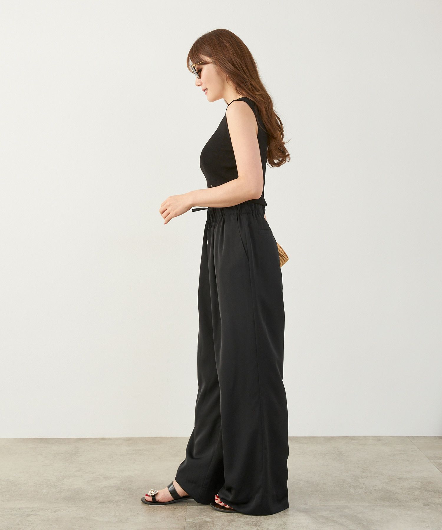 手洗い可かわいい上品きれいめ大人カジュアルオフィスフォーマルロング美脚ドロストジョイントスペース