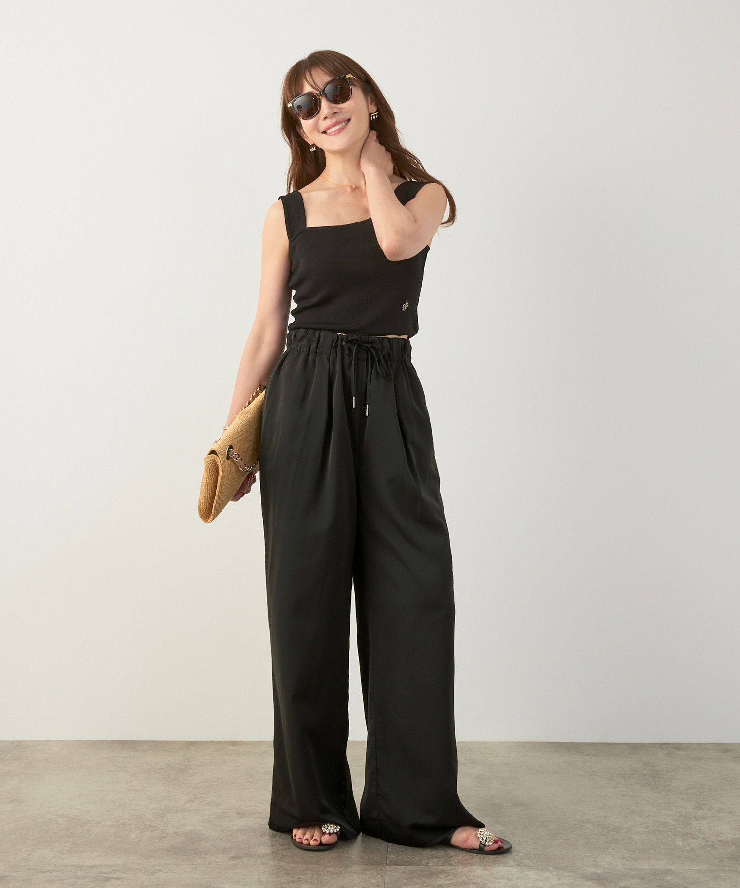 手洗い可かわいい上品きれいめ大人カジュアルオフィスフォーマルロング美脚ドロストジョイントスペース