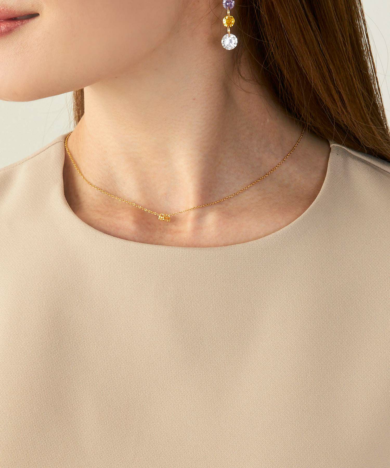 手洗い可かわいい上品きれいめ大人カジュアルオフィスフェミニン体型カバーシンプルラウンドネックジョイントスペース