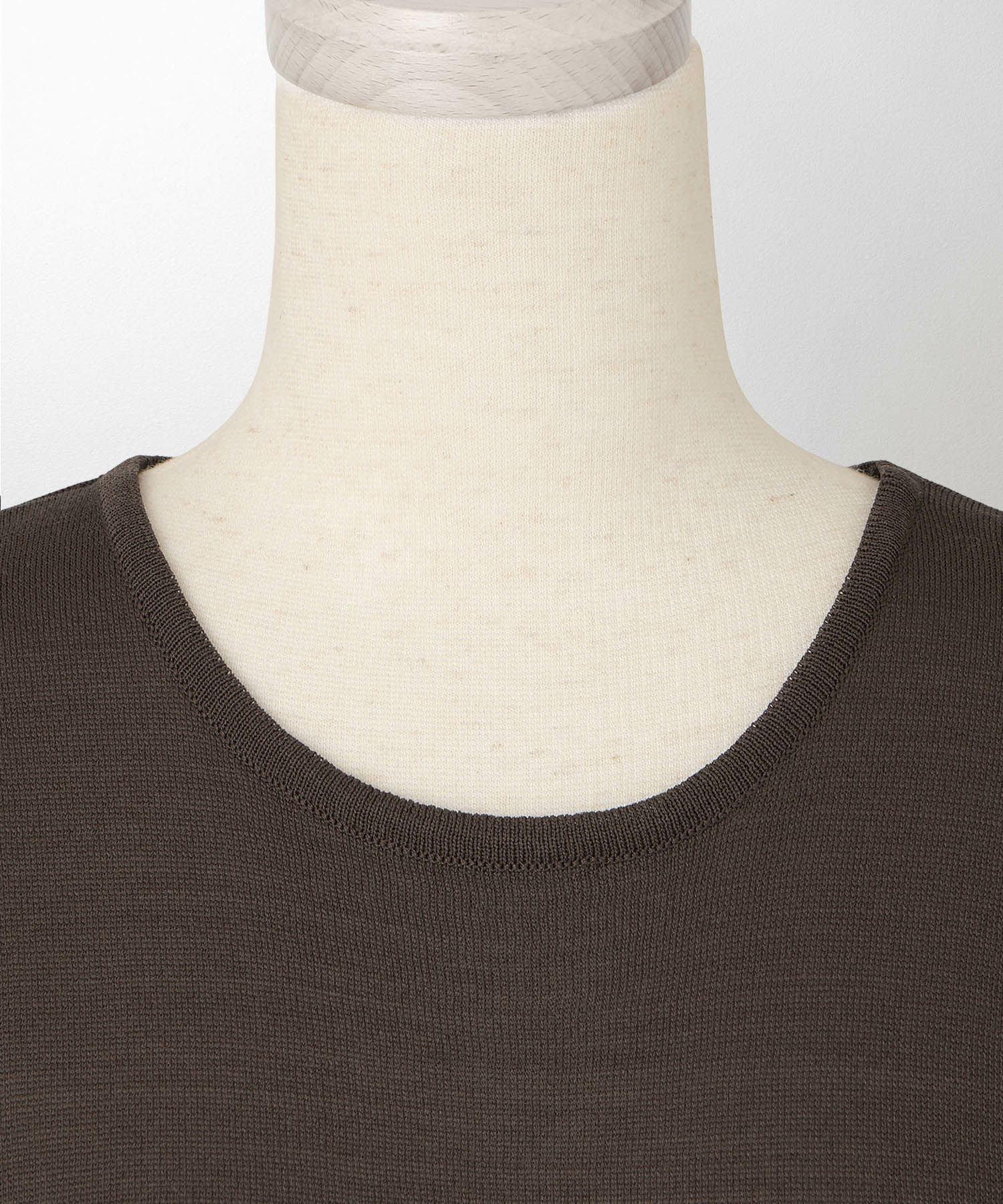 レディース ドッキングワンピース  サマーニット リバティ柄 半袖 きれいめ 上品 洗える チャコール ブラウン ブラック S M