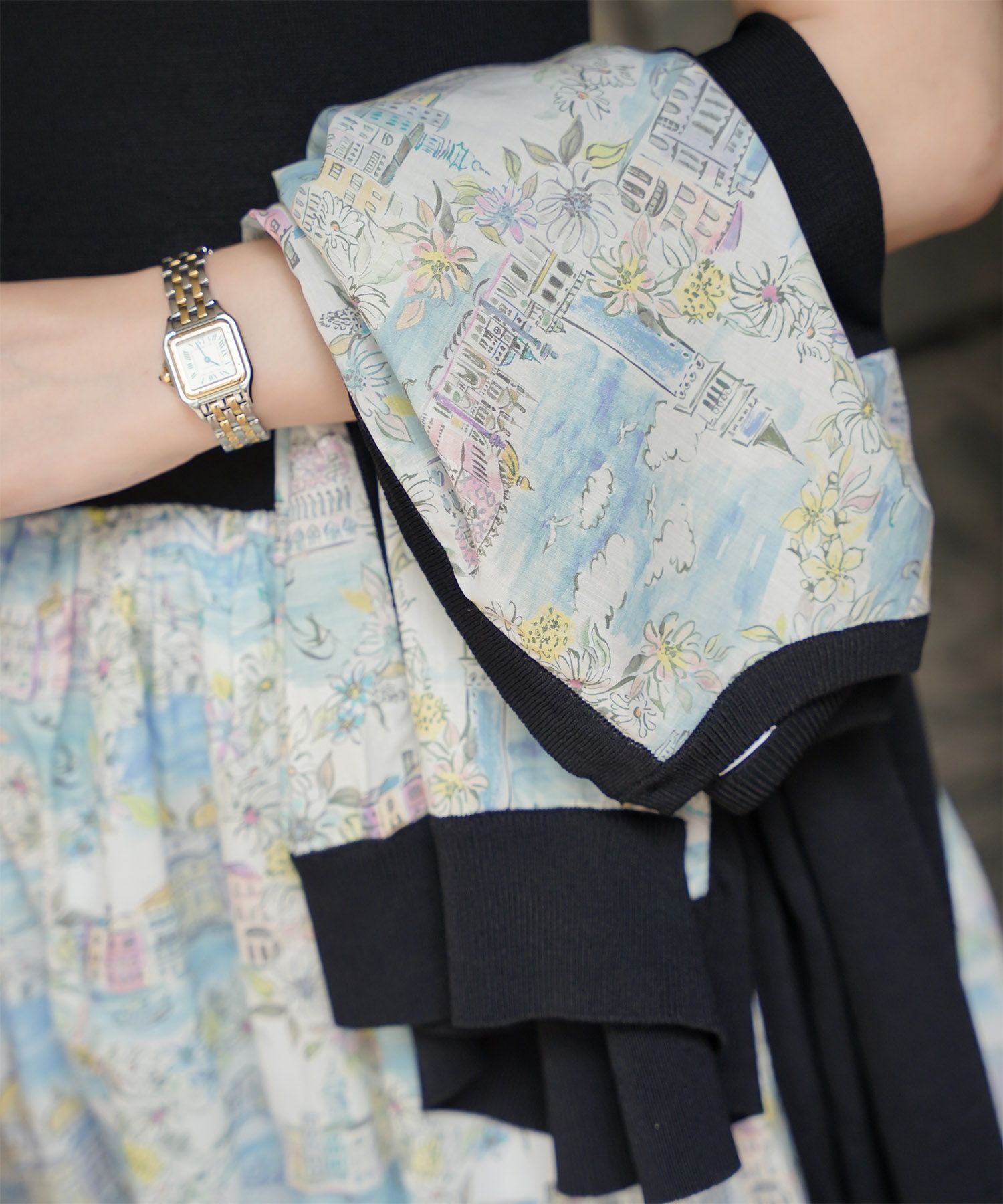 レディース ニットカーディガン サマーニット ドッキング 長袖 きれいめ 上品 洗える チャコール ブラウン ブラック M