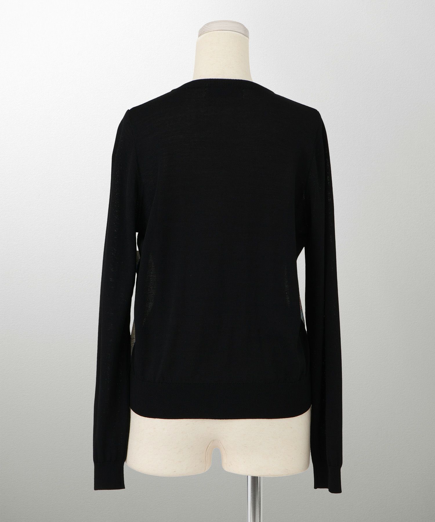 レディース ニットカーディガン サマーニット ドッキング 長袖 きれいめ 上品 洗える チャコール ブラウン ブラック M