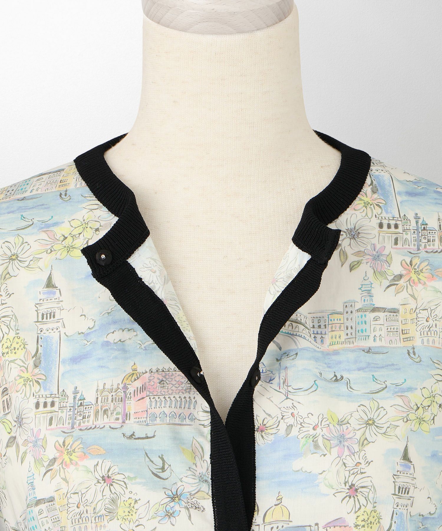 レディース ニットカーディガン サマーニット ドッキング 長袖 きれいめ 上品 洗える チャコール ブラウン ブラック M