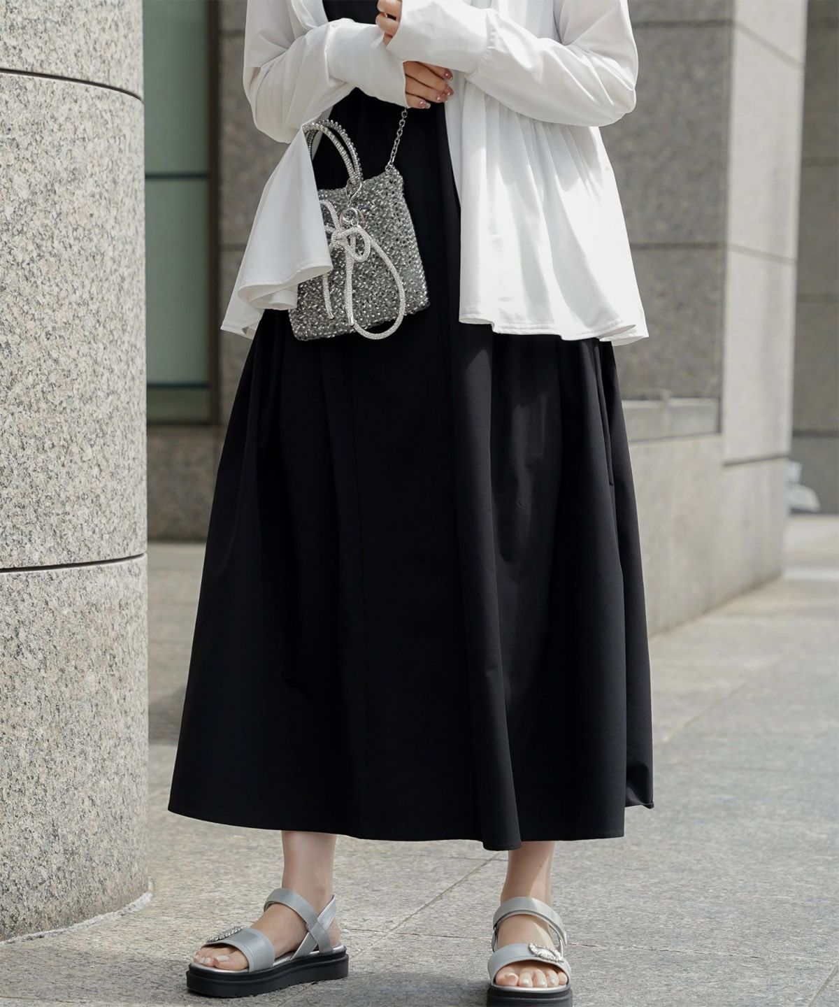 セレクト サンダル スポーツサンダル 厚底 サテン 歩きやすい シルバー ベージュ ブラック S M L LL