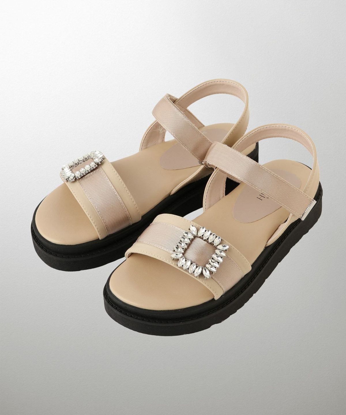 セレクト サンダル スポーツサンダル 厚底 サテン 歩きやすい シルバー ベージュ ブラック S M L LL