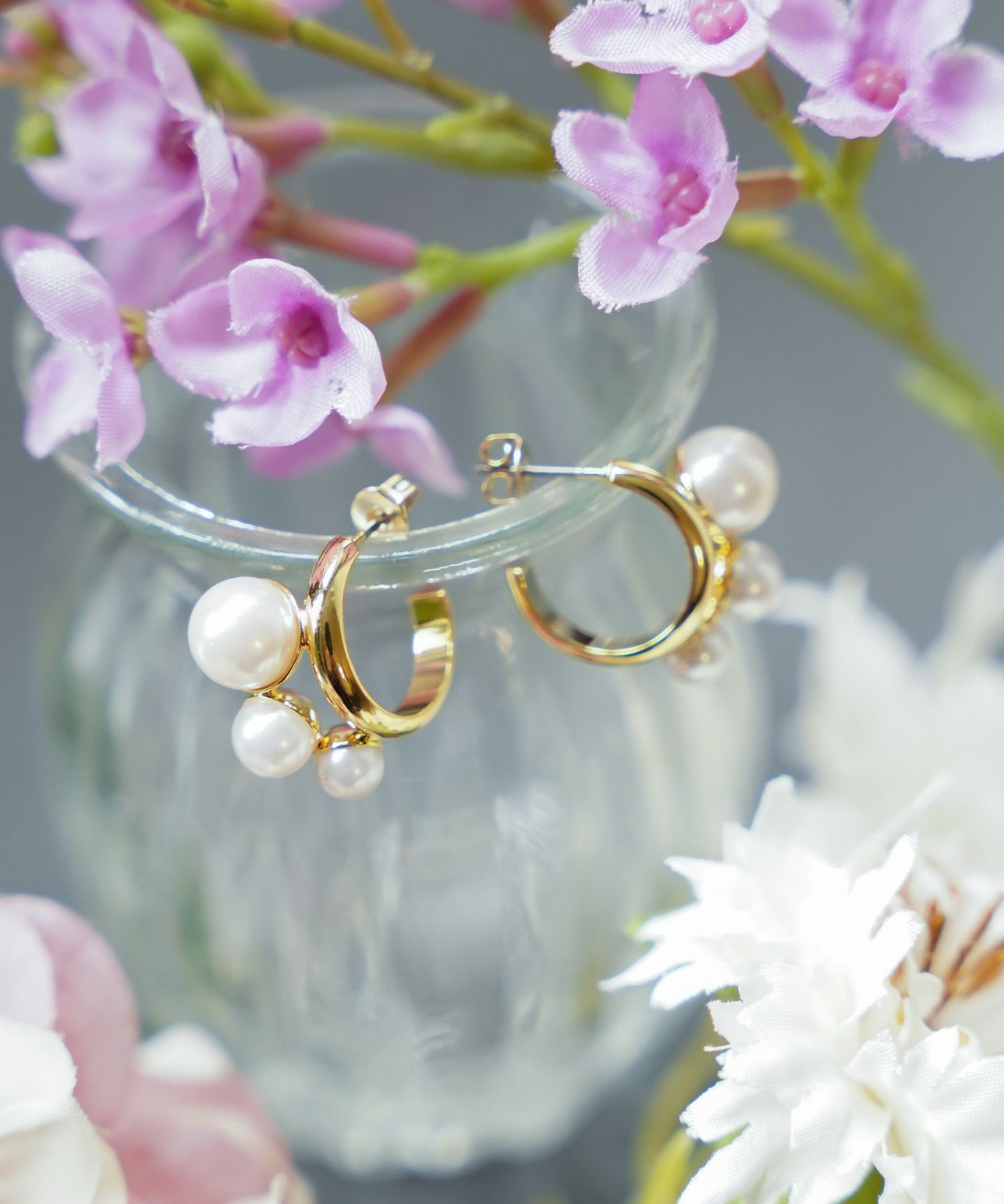 ミニ フープ パール ピアス Mini Hoop Pearl Pierce