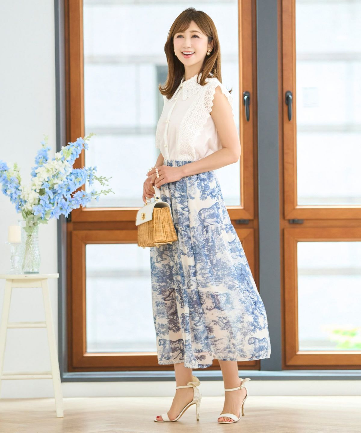 襟付レースコンビブラウスPrimaScherrer全2色｜psc821-0948【1】