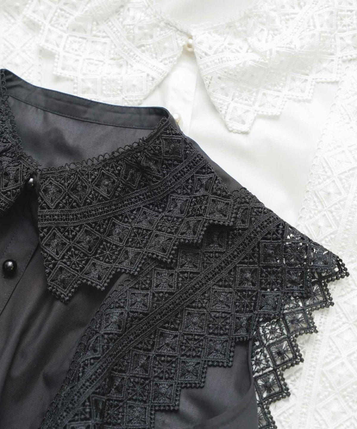 襟付レースコンビブラウスPrimaScherrer全2色｜psc821-0948【1】