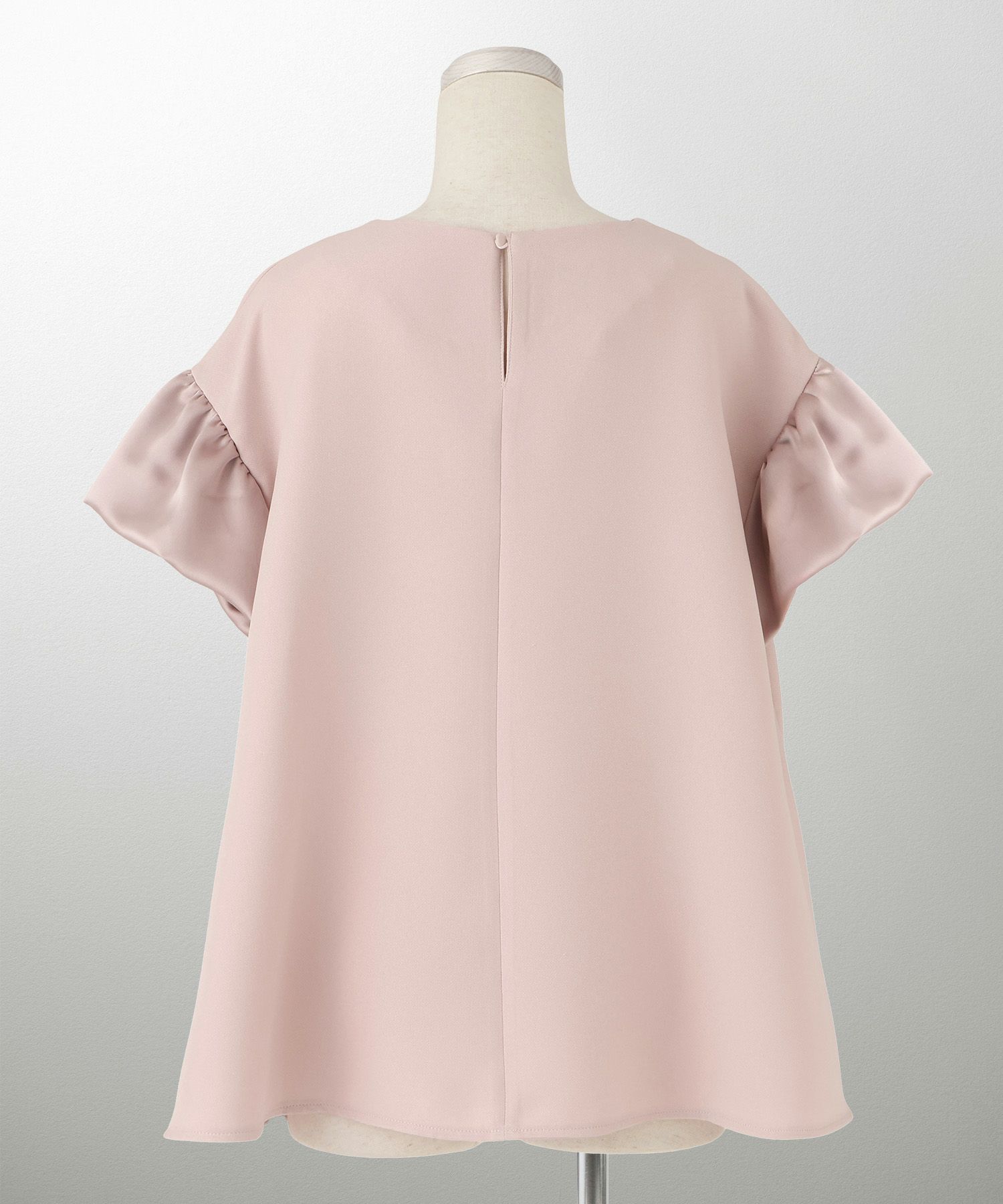 レディース ブラウス サテン フレア袖 半袖 ボリューム袖 オフィス きれいめ 上品 洗える