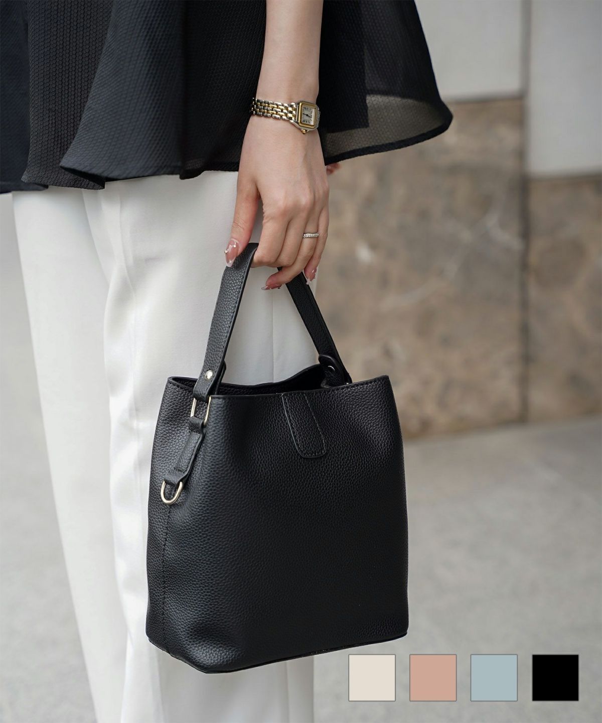 セレクト ワンハンドル バッグ HUIT アイボリー/ピンク/サックス/ブラック