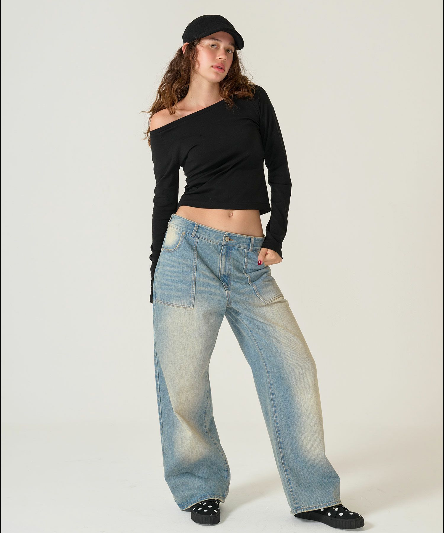 デニム/ブルー/ローライズ/パンツ