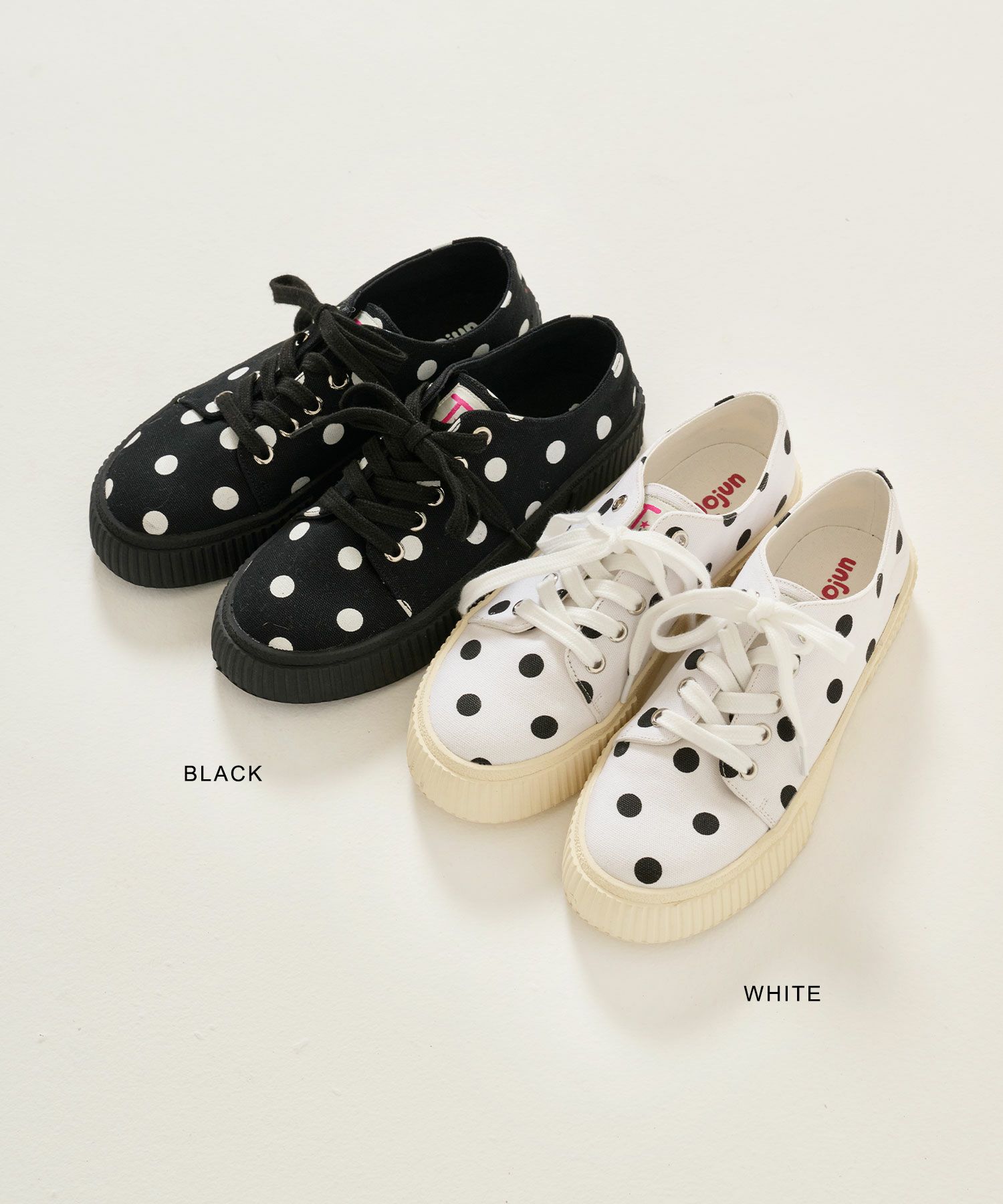スニーカー/シューズ/ドット/ホワイト/ブラック