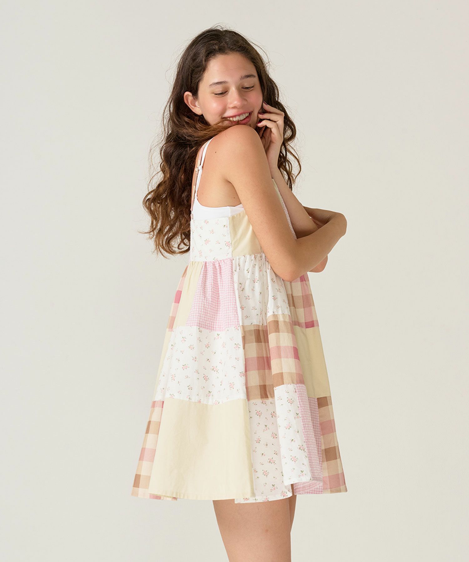 キャミ/ワンピース/パッチワーク//ピンク