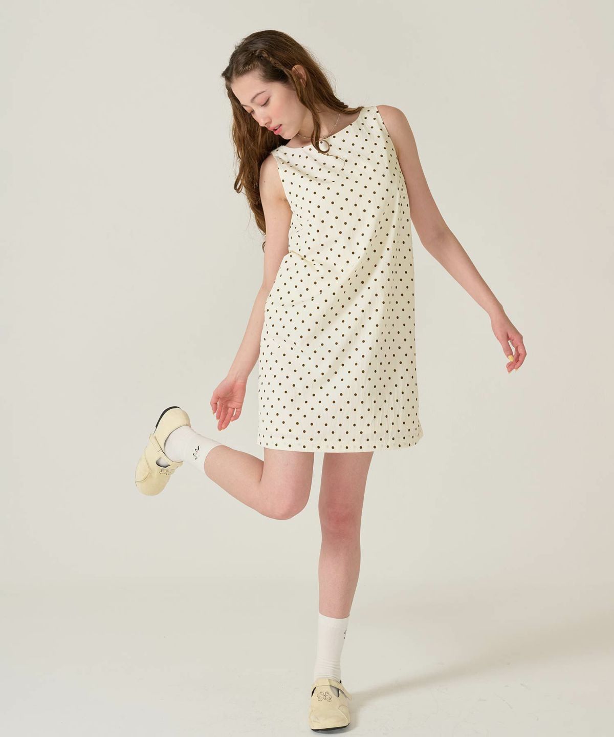 刺繍/フェイクスエード/シューズ/クリーム