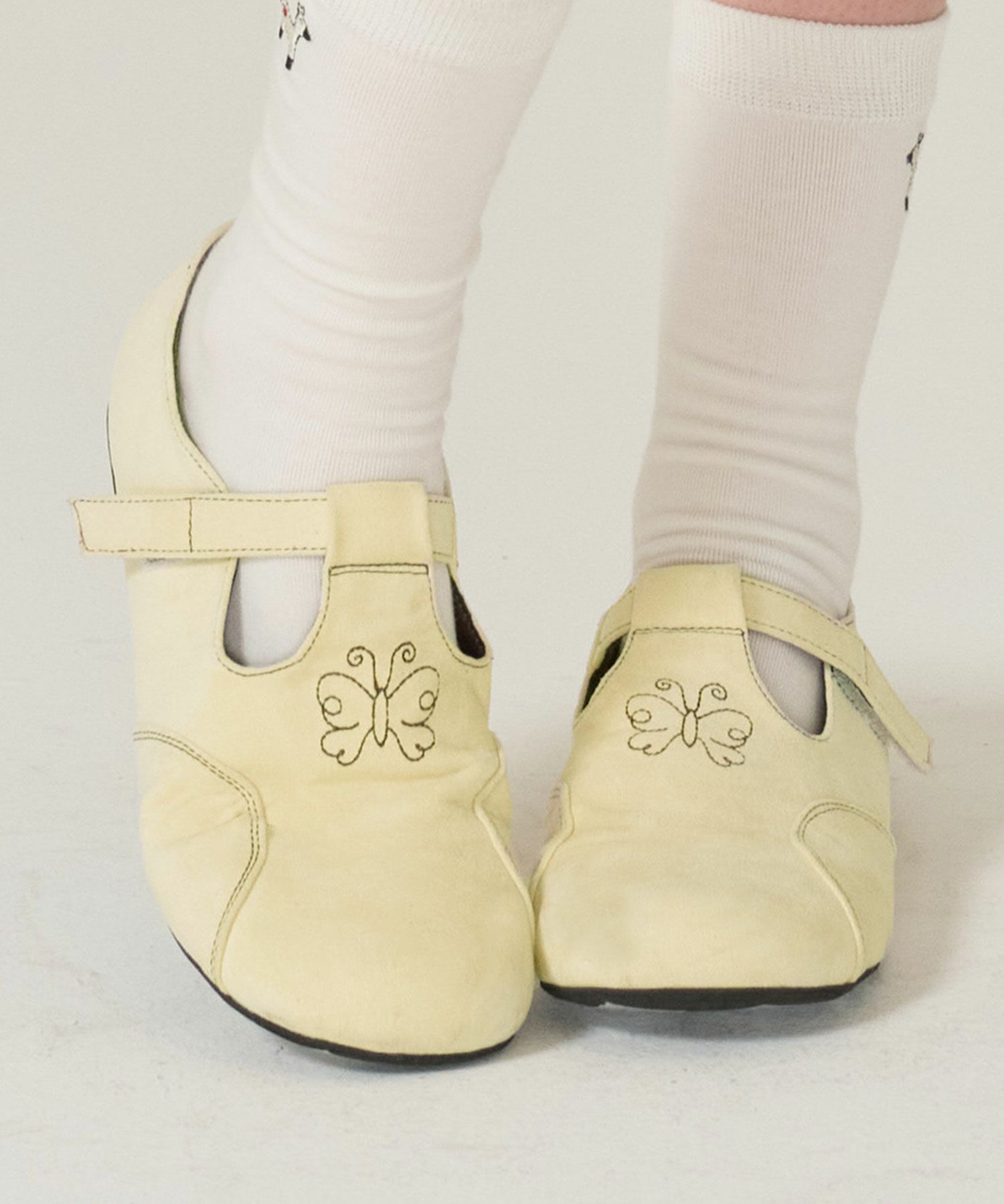 刺繍/フェイクスエード/シューズ/クリーム