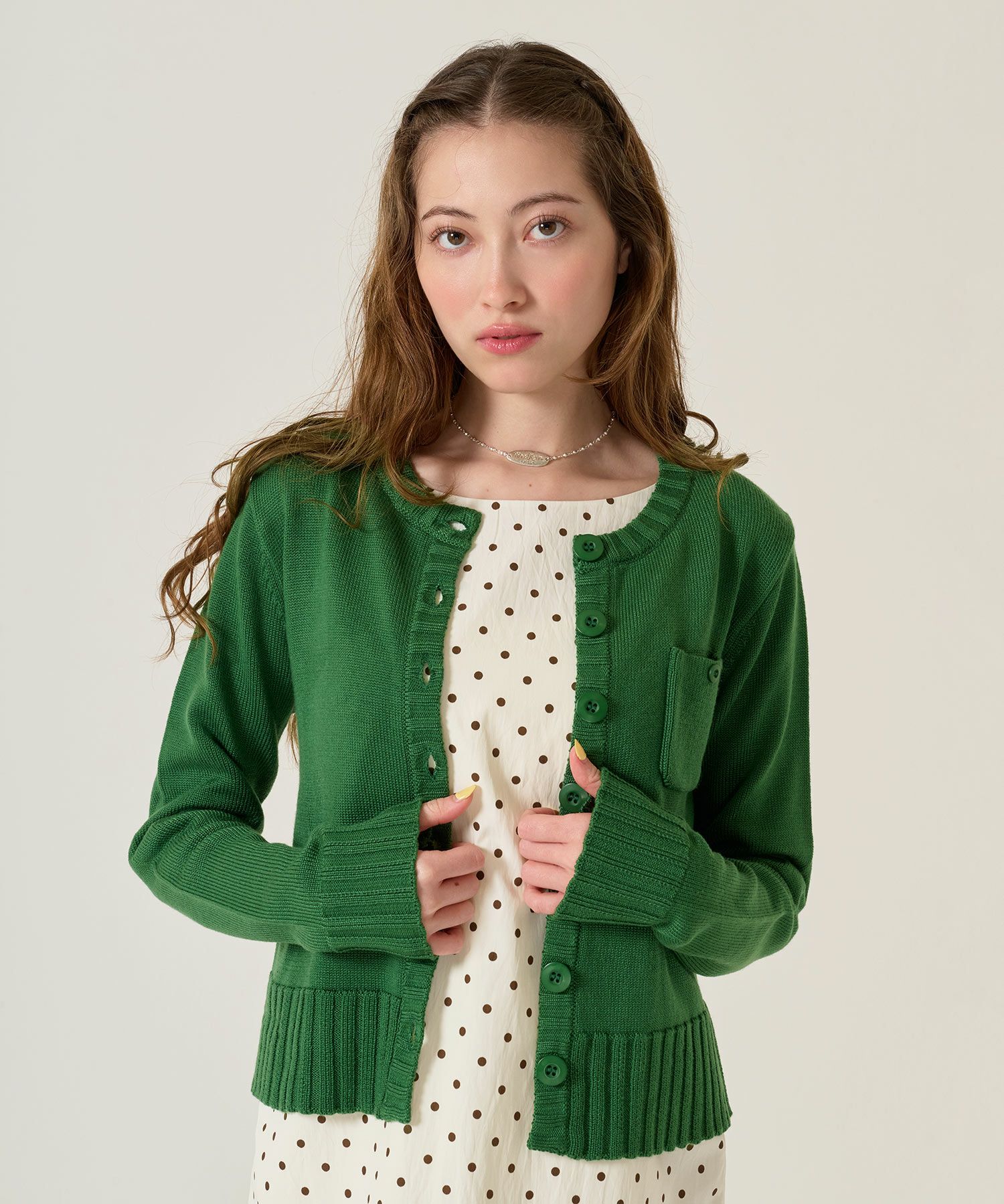 アンチピリング /カーディガン/グリーン