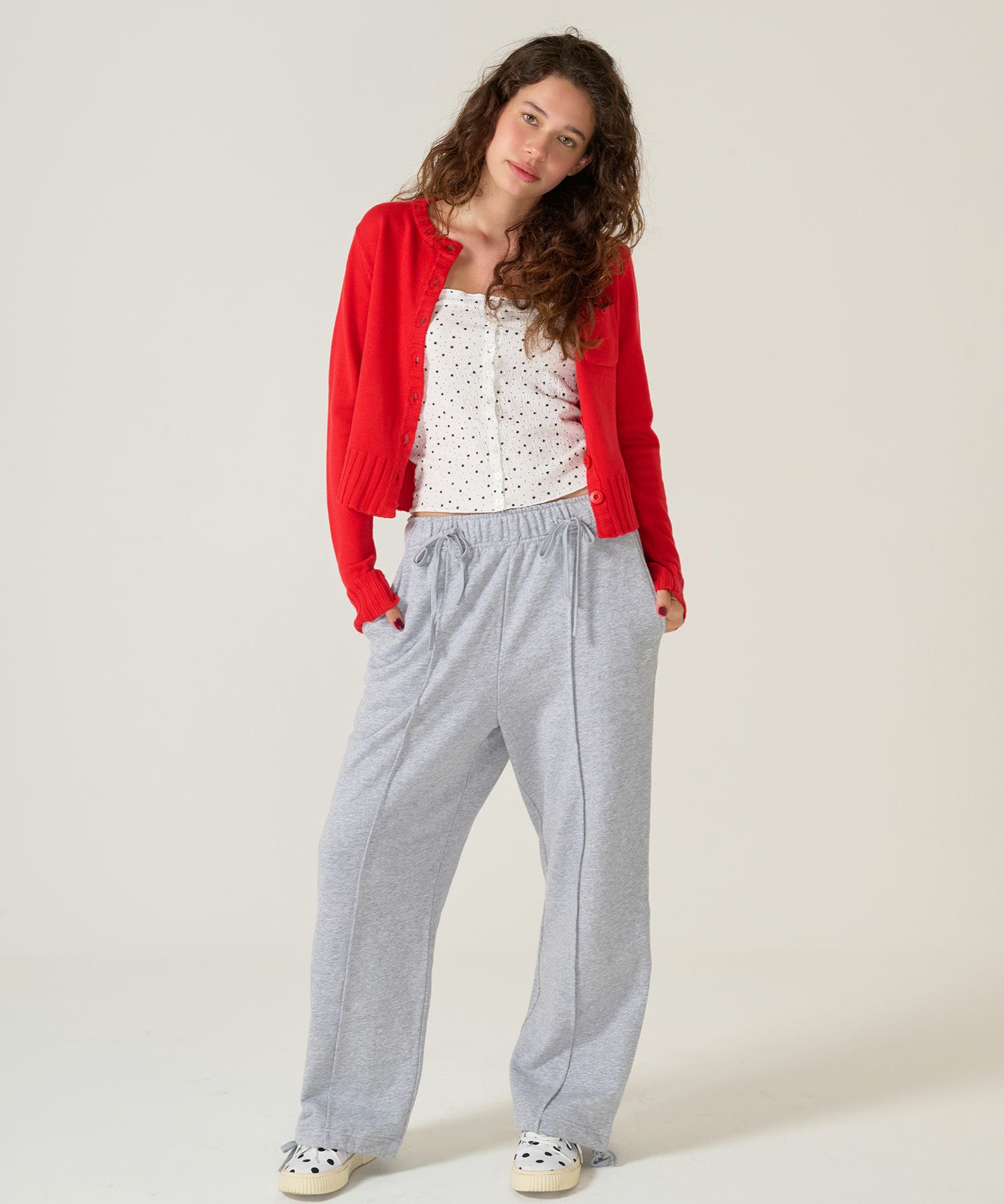 アンチピリング /カーディガン/レッド