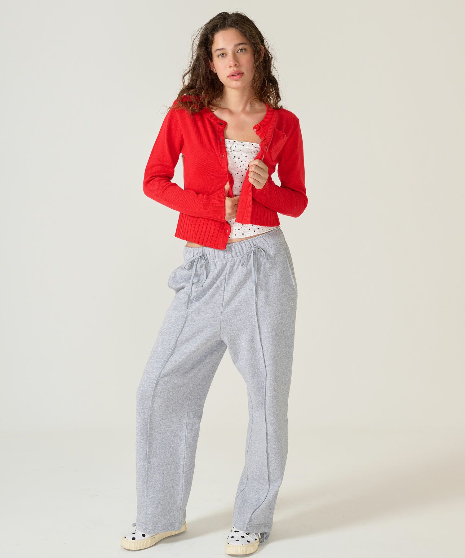 アンチピリング /カーディガン/レッド