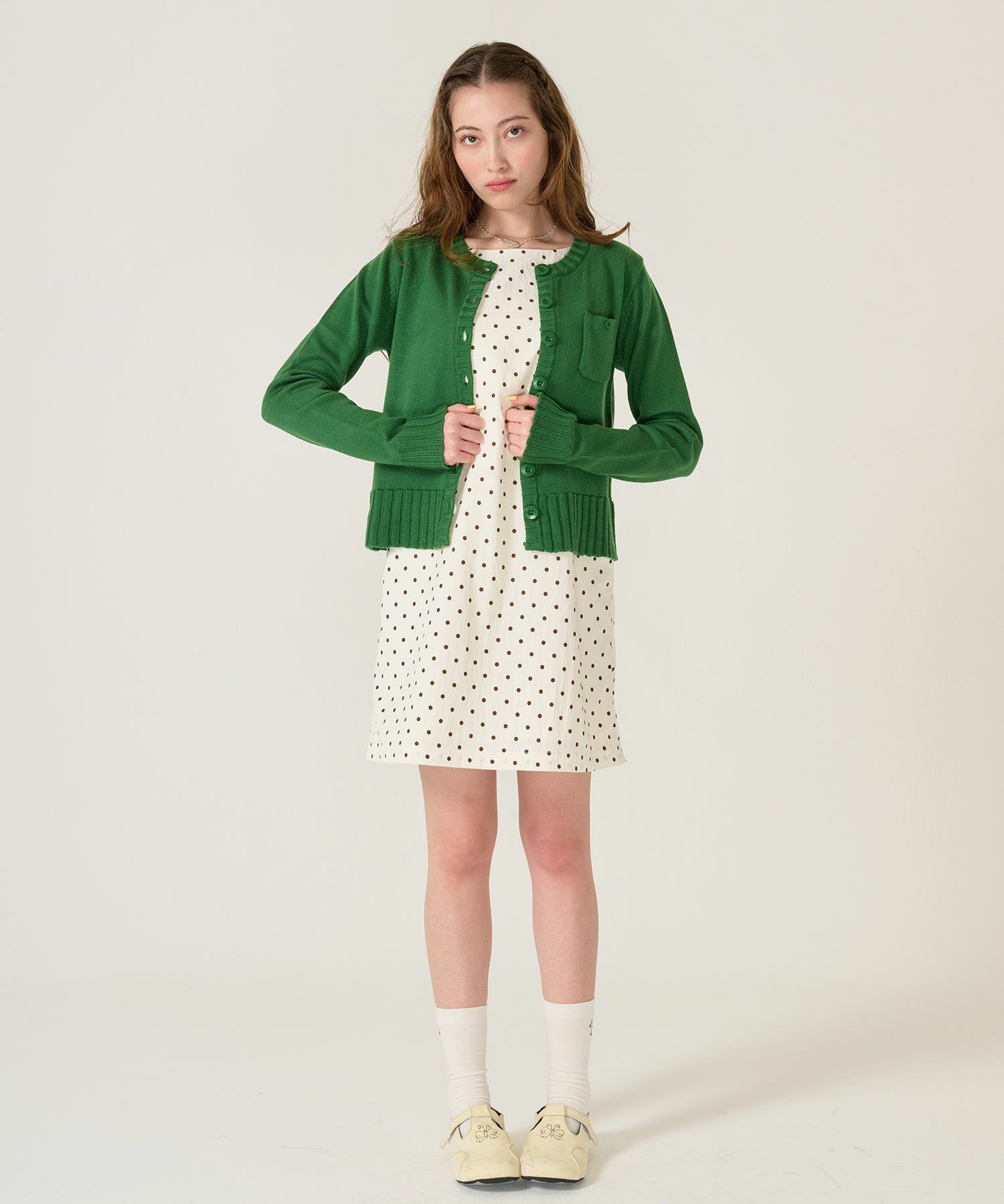 アンチピリング /カーディガン/グリーン