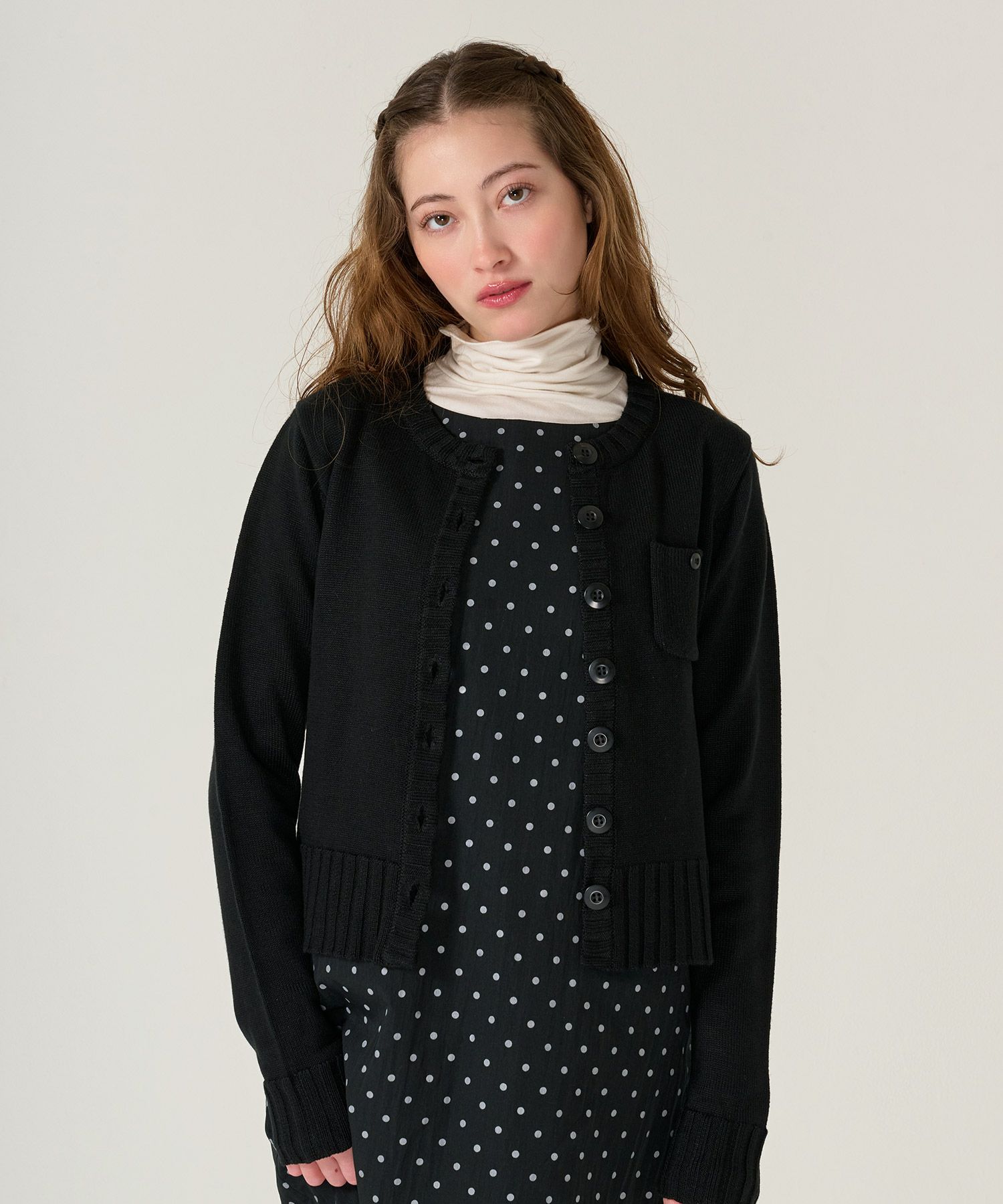 アンチピリング /カーディガン/ブラック