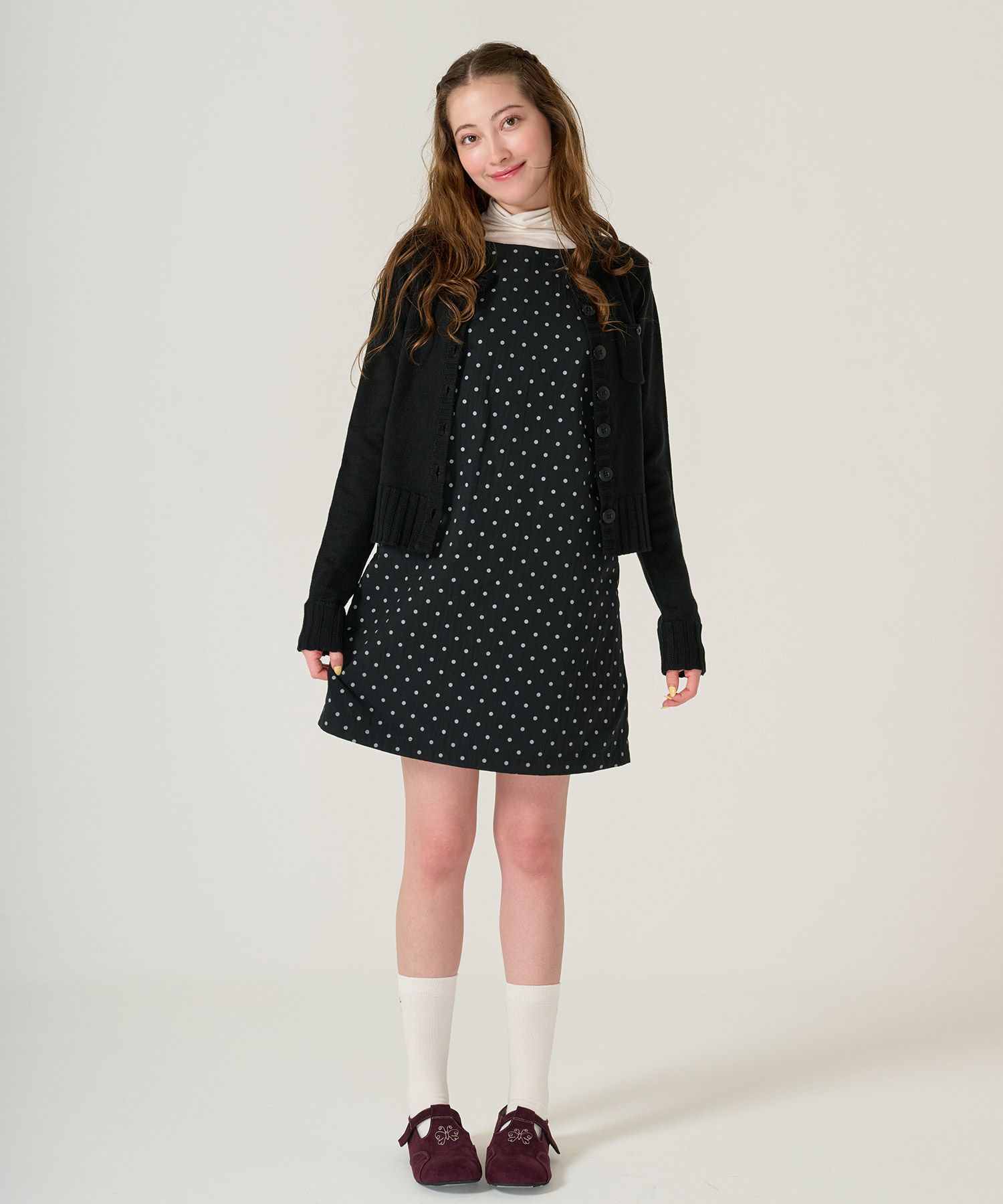 アンチピリング /カーディガン/ブラック