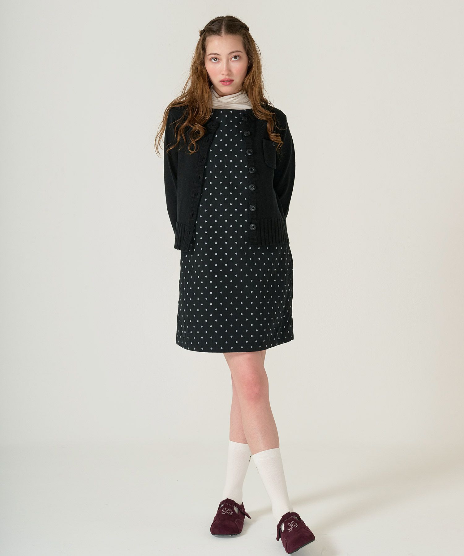 アンチピリング /カーディガン/ブラック