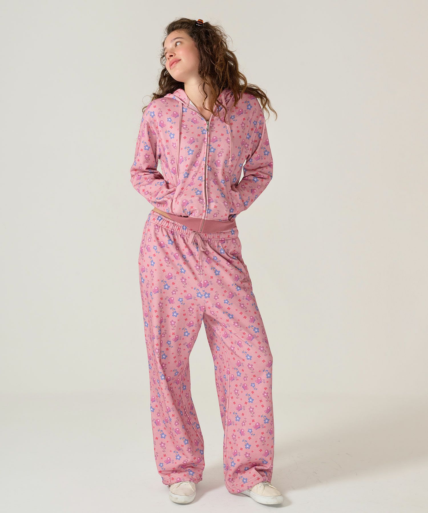 パンツ/スウェット/花柄/ピンク