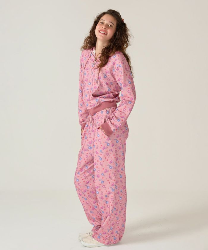 パンツ/スウェット/花柄/ピンク