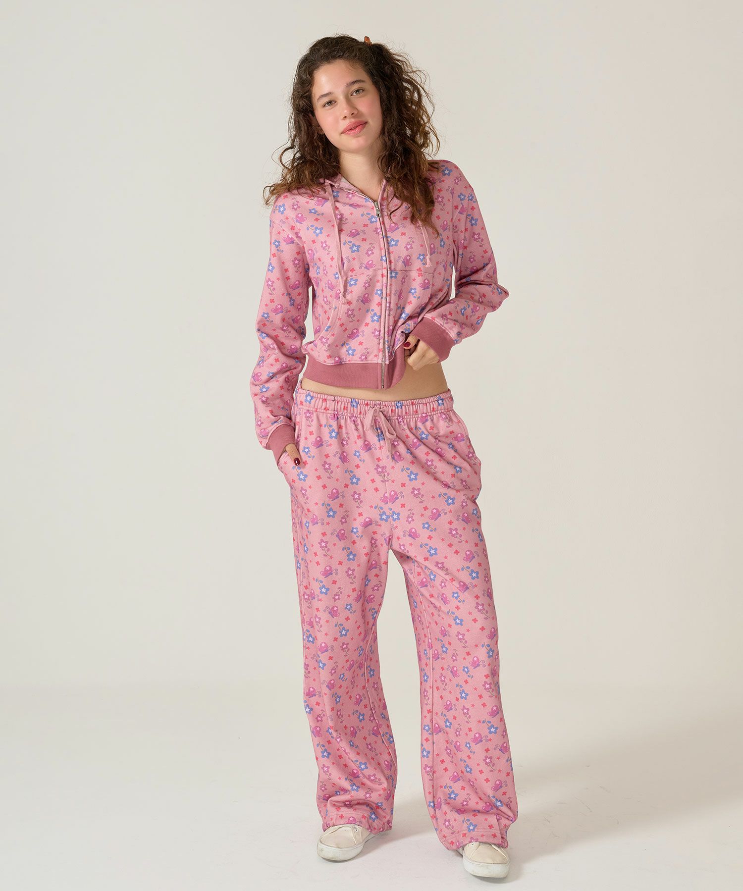 パンツ/スウェット/花柄/ピンク