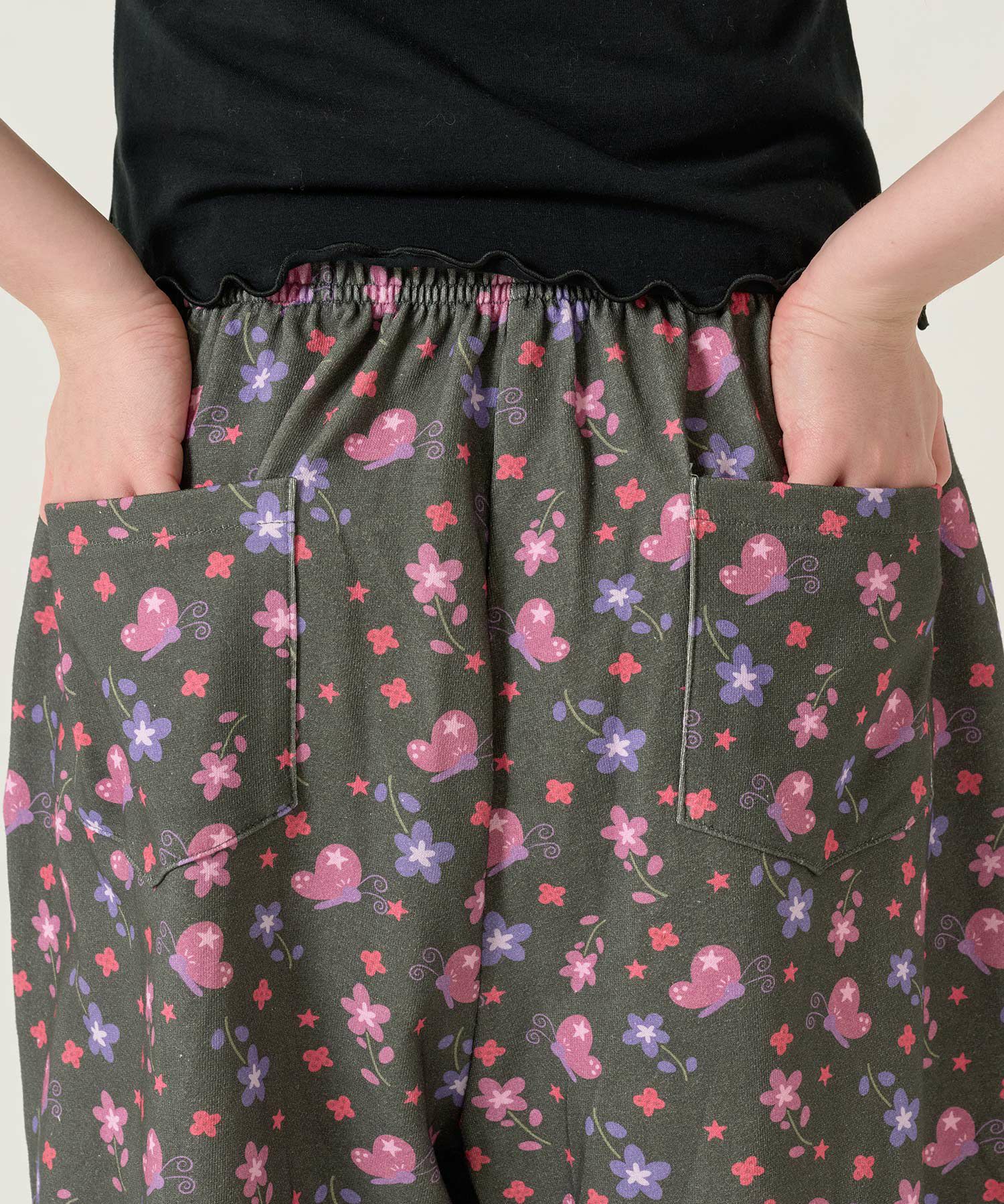 パンツ/スウェット/花柄/ブラック