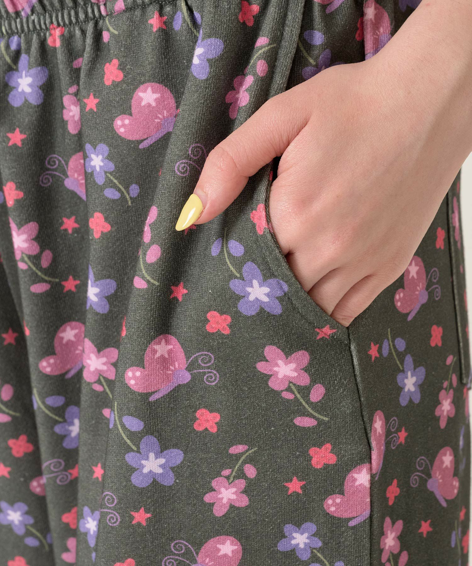 パンツ/スウェット/花柄/ブラック