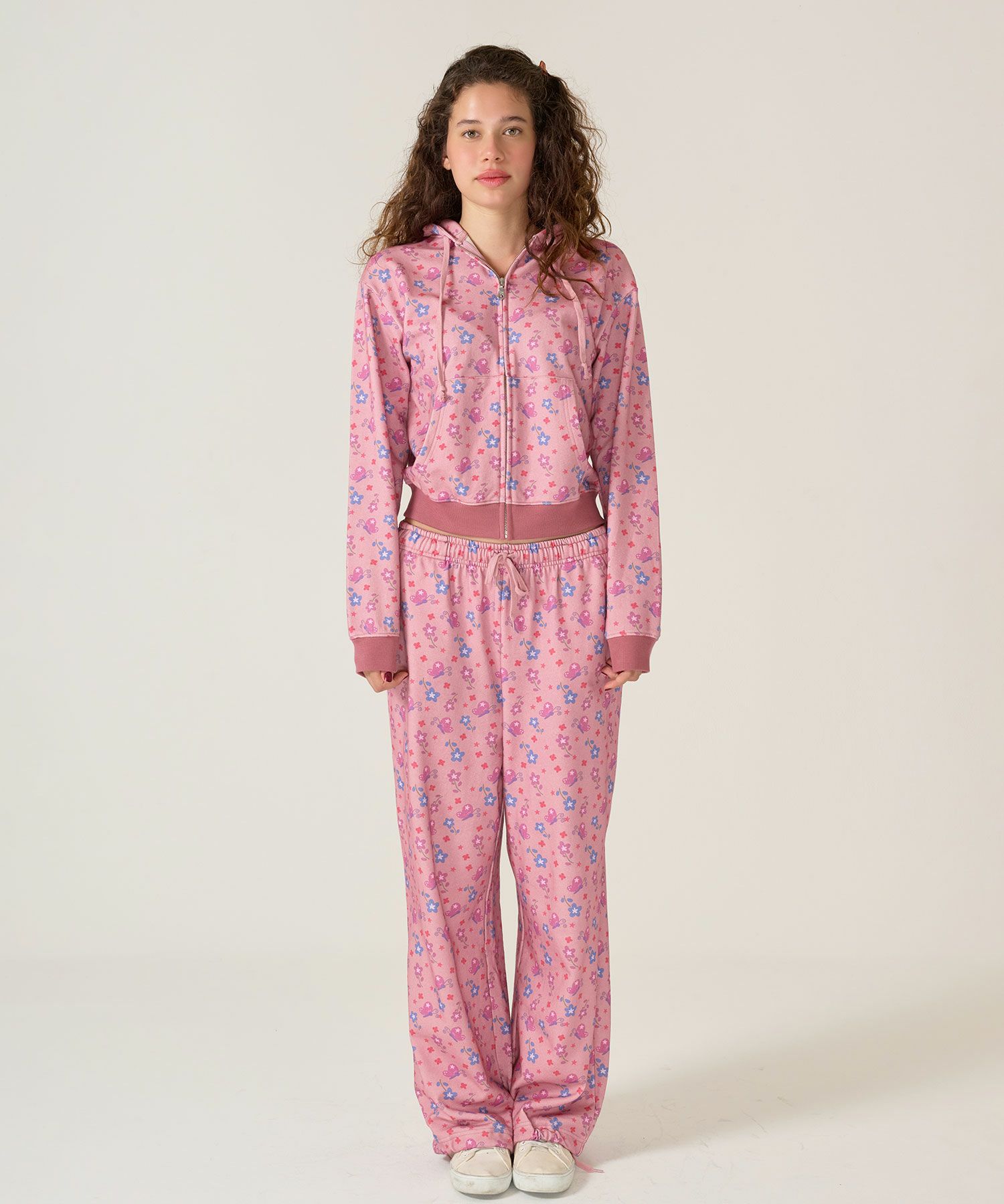 パンツ/スウェット/花柄/ピンク