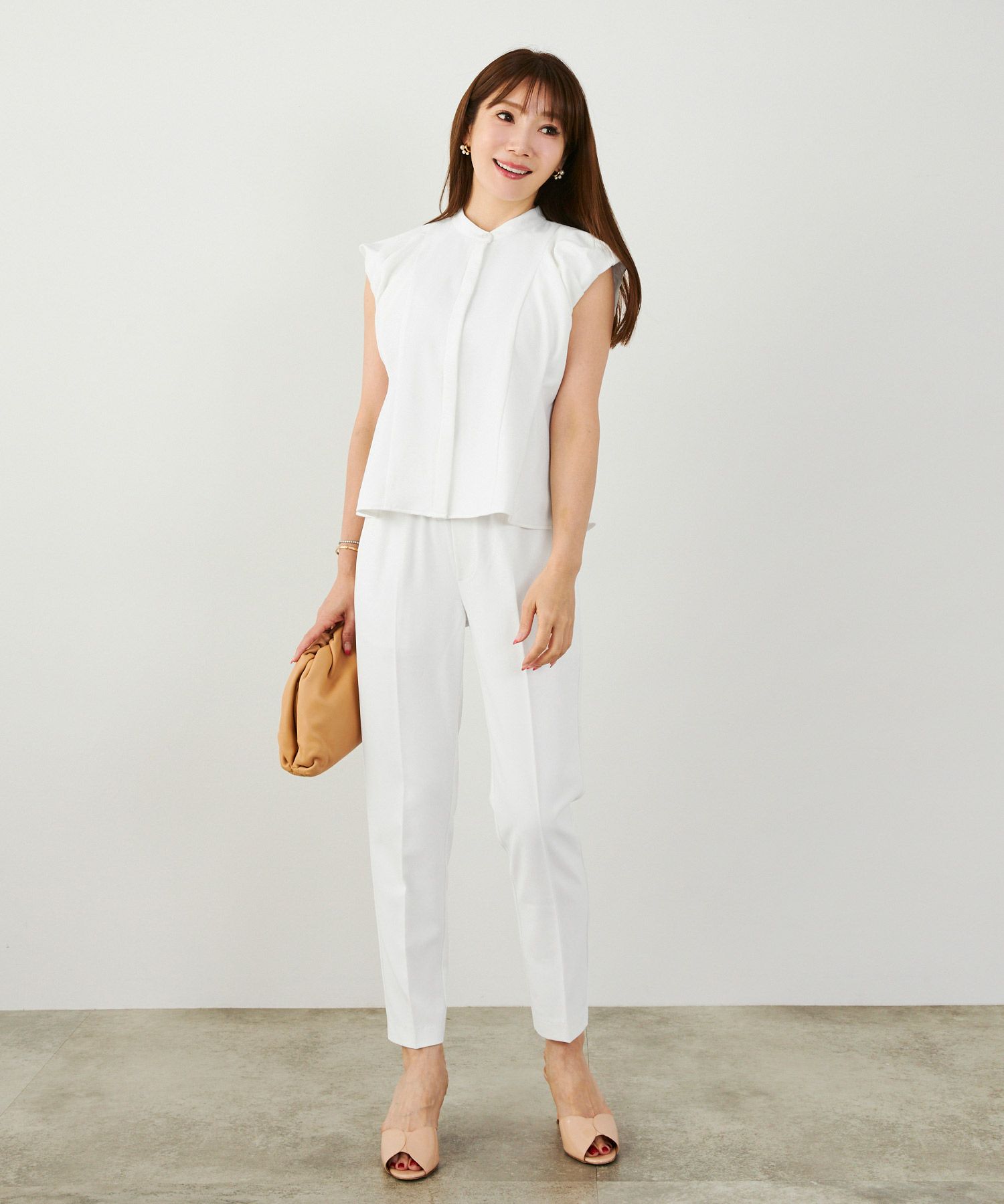 手洗い可セットアップ対応可S/M/L上品きれいめ大人カジュアルシンプルオフィスフォーマルテーパードセンタープレス美脚ジョイントスペースLPセットアップ企画-01