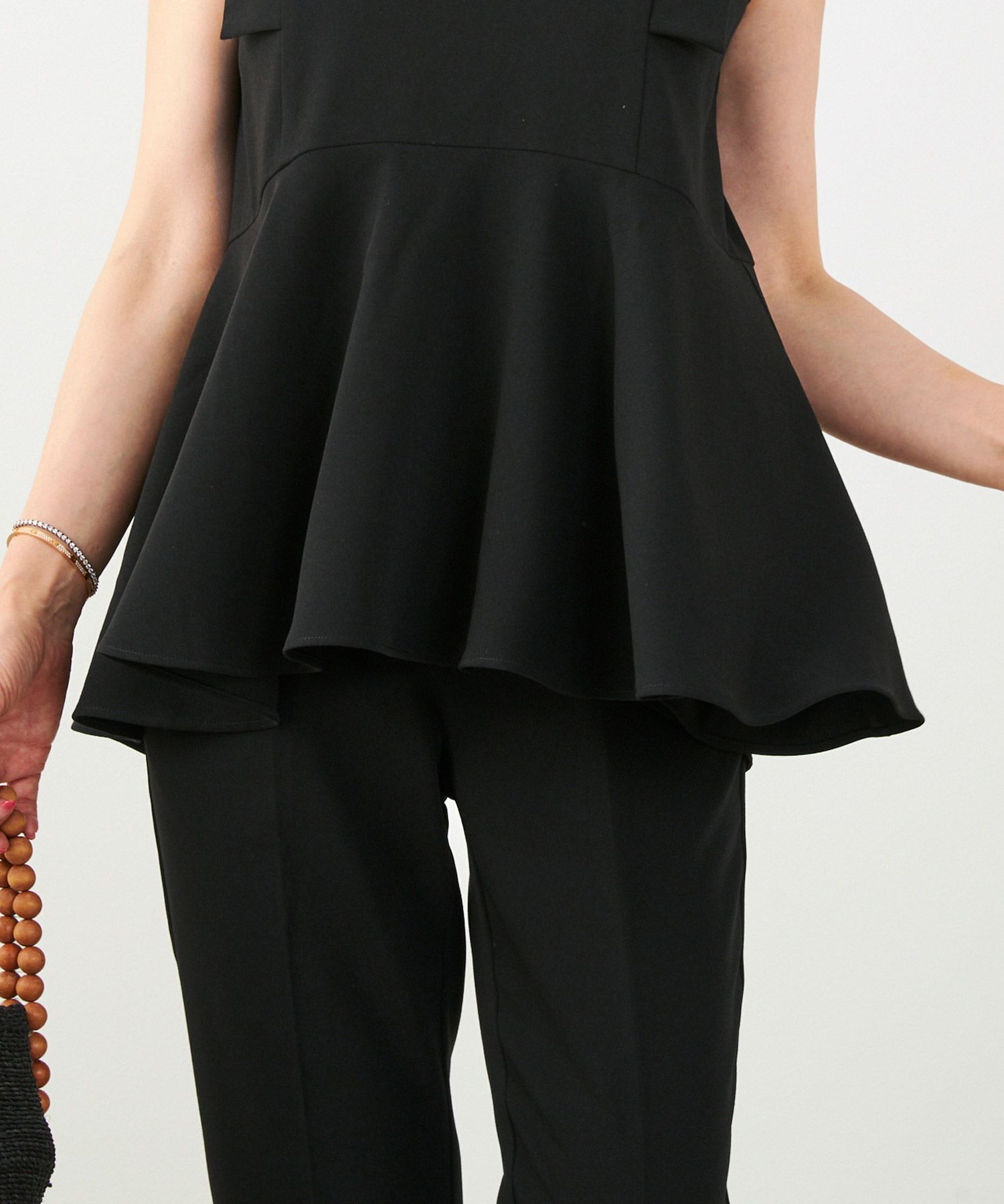 手洗い可セットアップ対応可かわいい上品きれいめ大人カジュアルオフィスフォーマルフェミニンシンプルノースリーブイレヘム体型カバージョイントスペースLPセットアップ企画-01