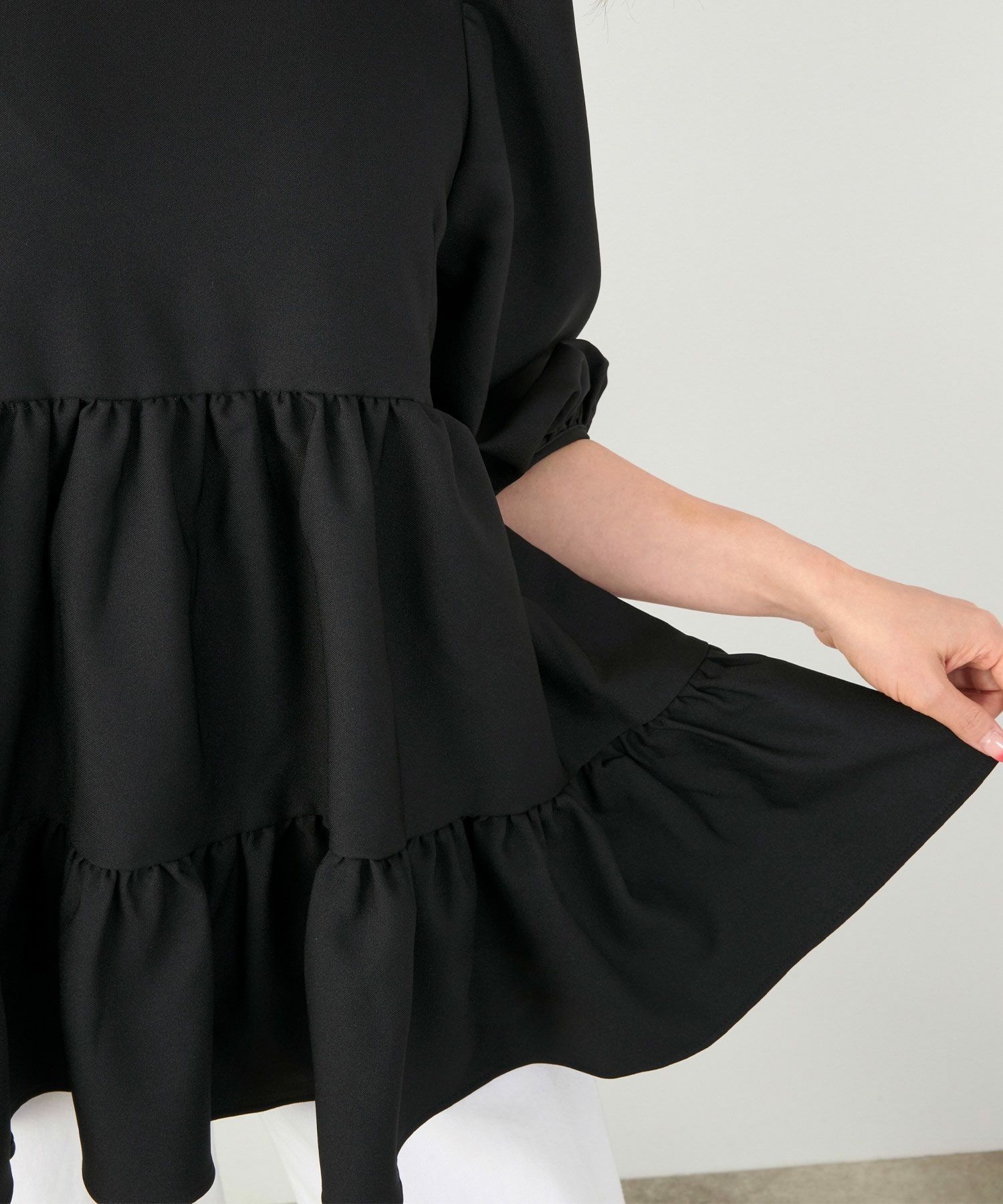 手洗い可上品きれいめパフ袖大人カジュアルオフィスフォーマルフェミニン体型カバージョイントスペース