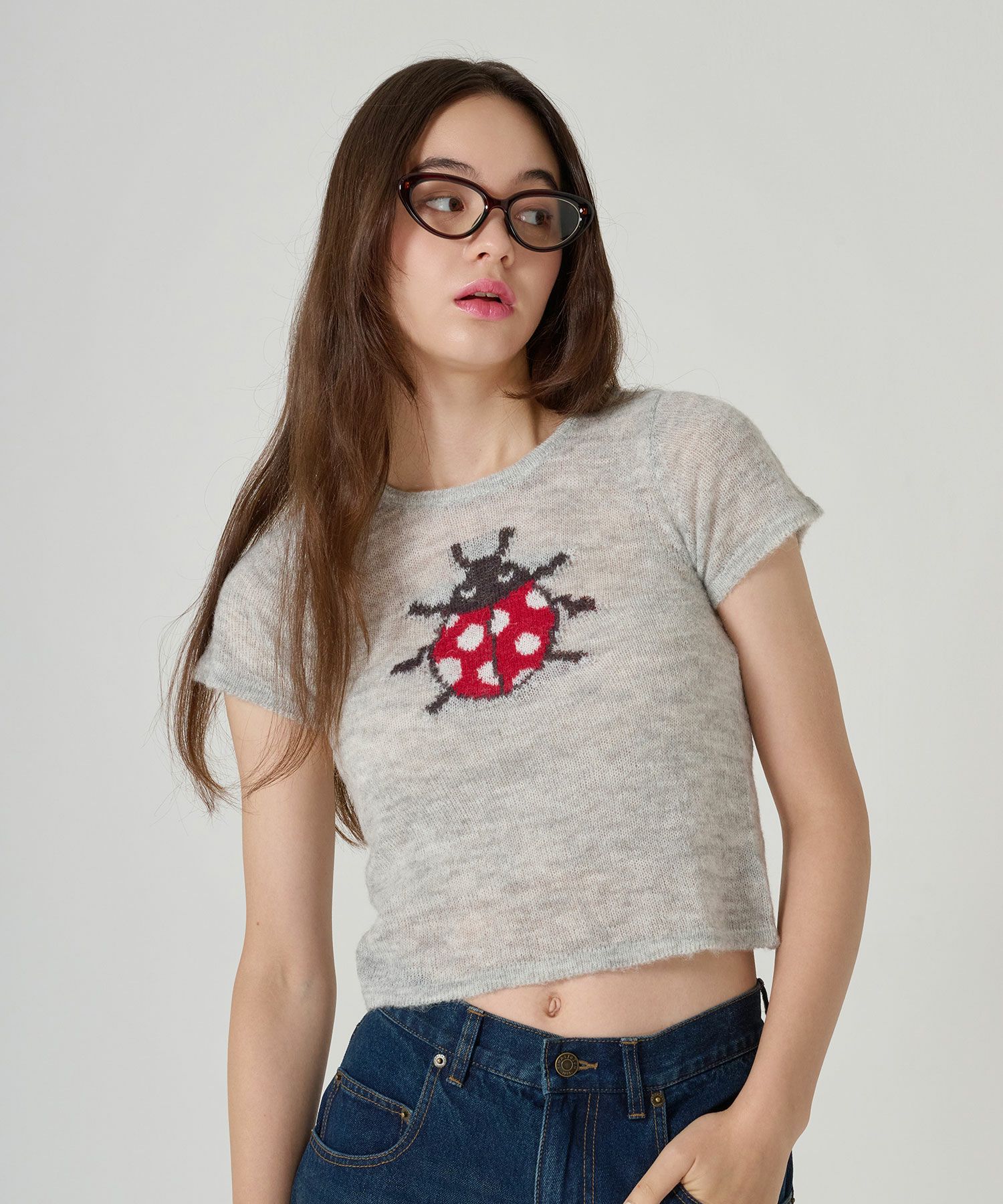 チビT/ニット/テントウムシ/グレー