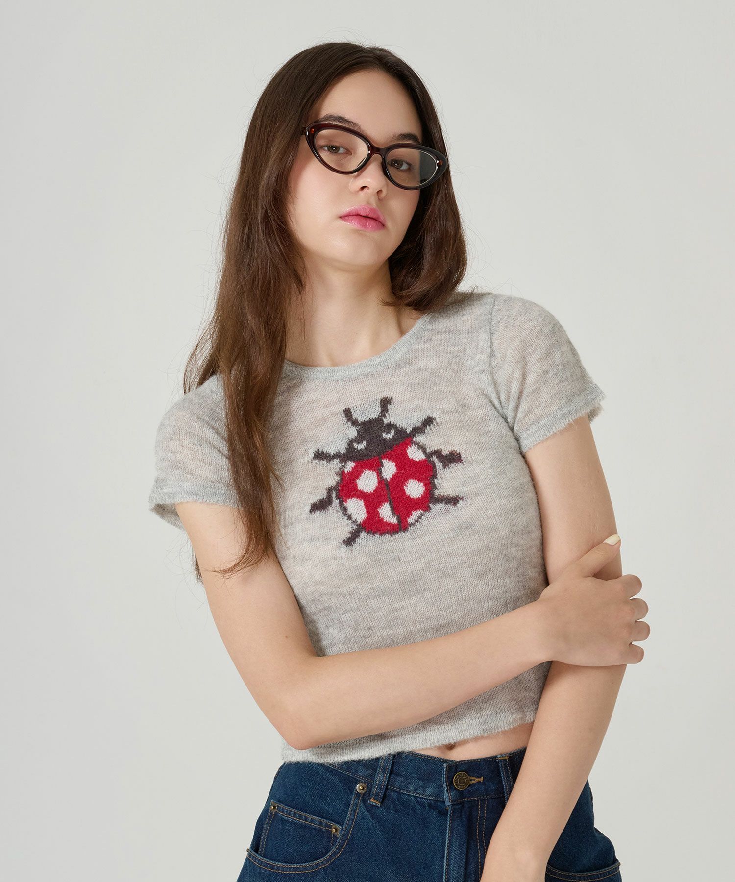 チビT/ニット/テントウムシ/グレー