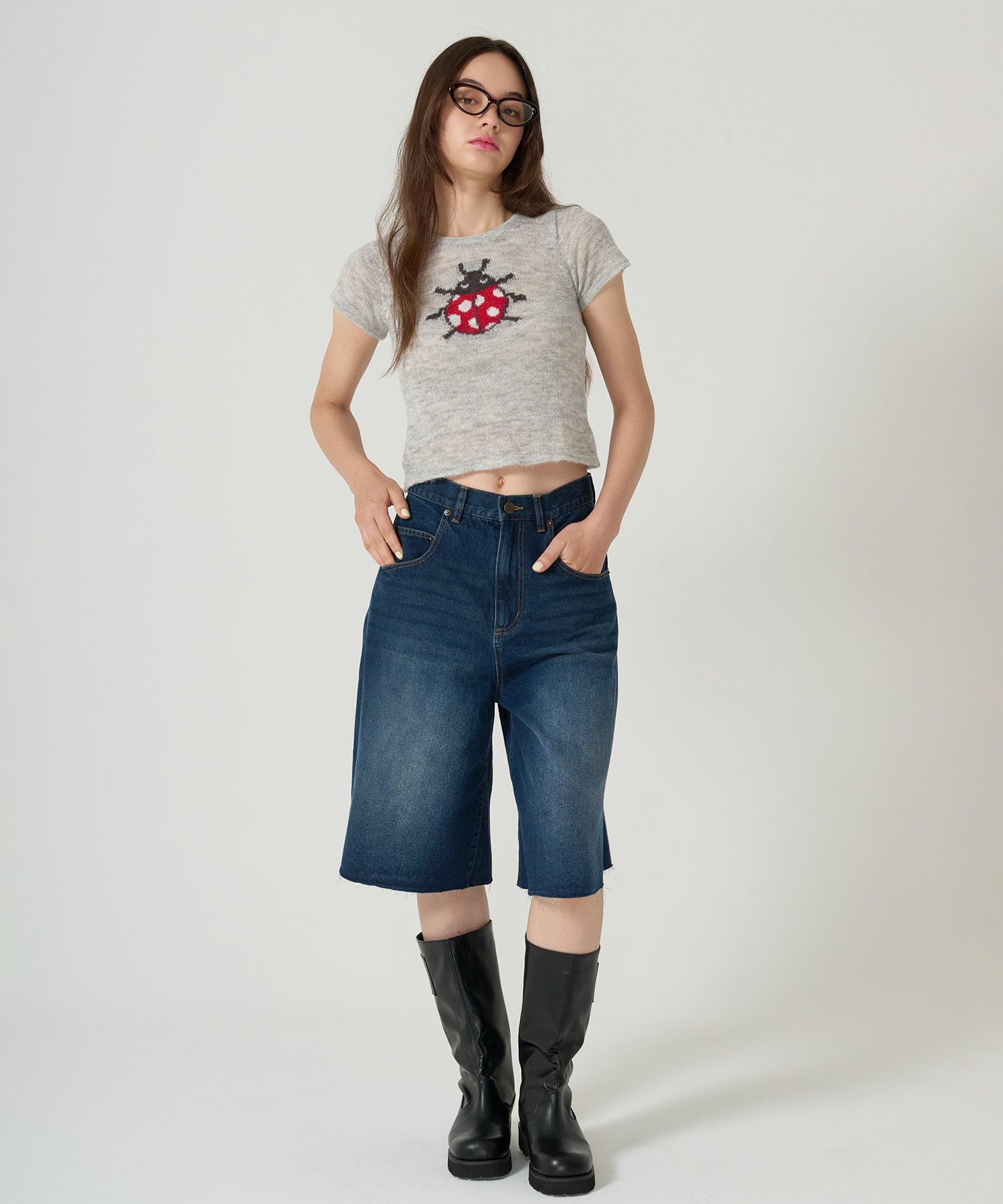 チビT/ニット/テントウムシ/グレー